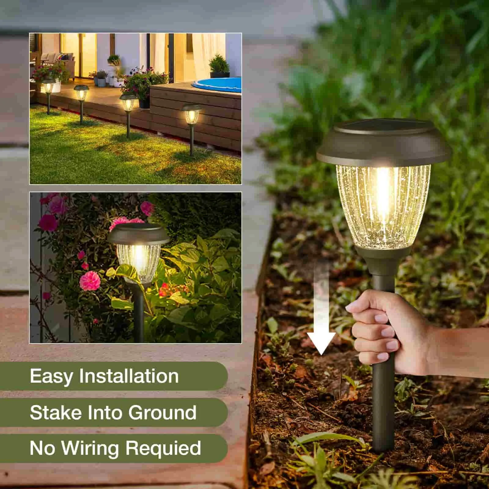 Solar Lights Glass Outside Waterproof 6 Pack