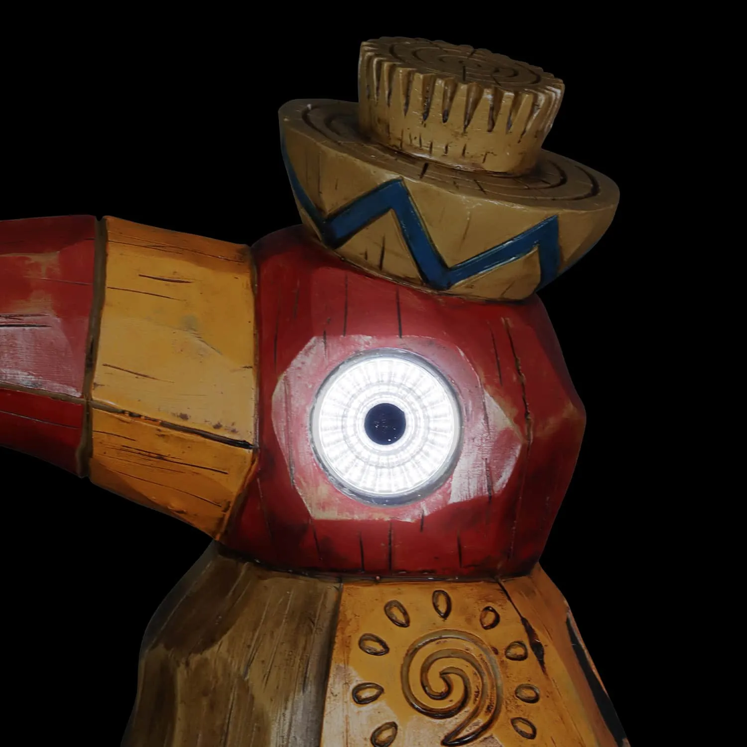 Solar Orange Tiki Toucan Garden Statue with LED Eyes, 10 by 10 Inches