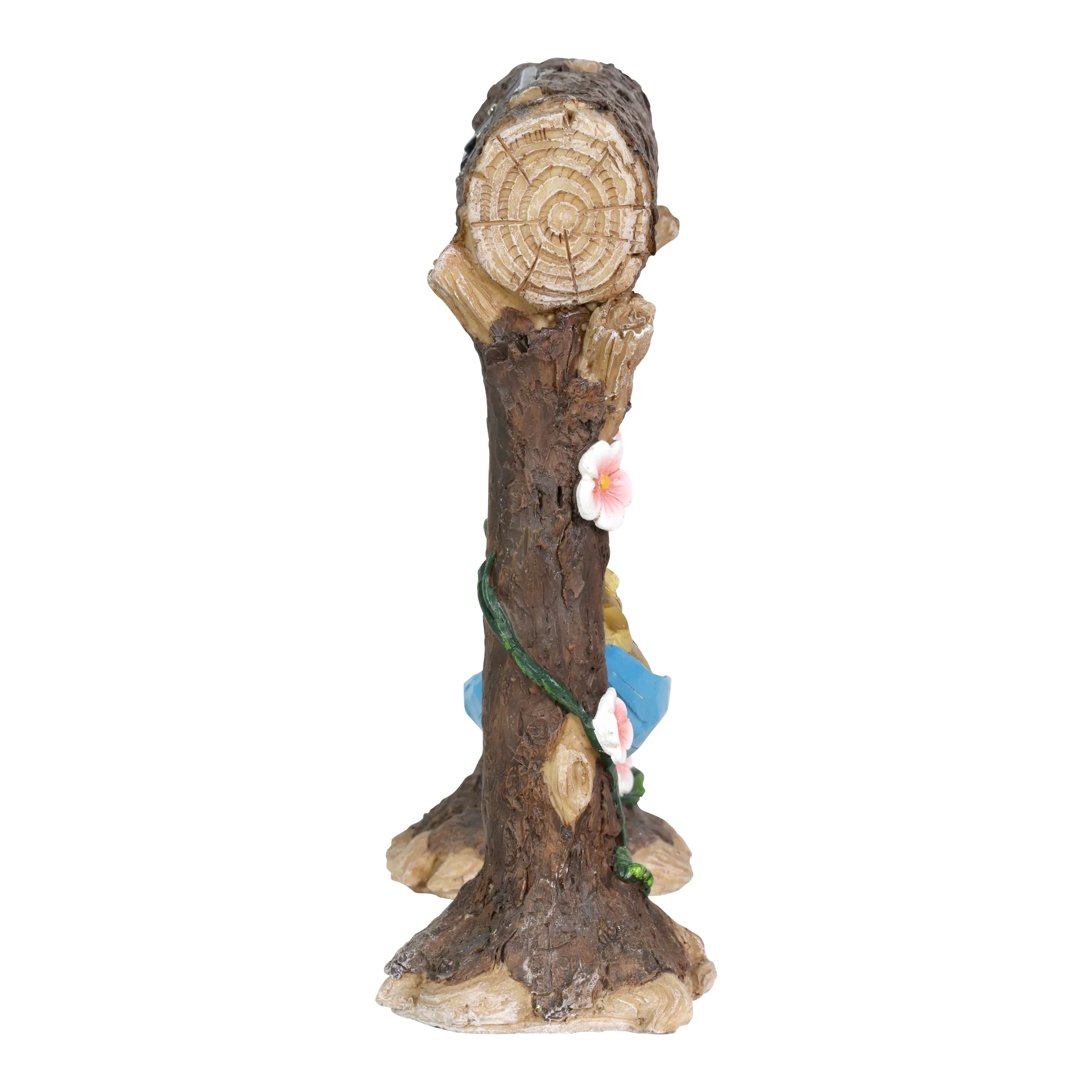 Solar Owl in a Lake Life Hammock Hand Painted Garden Statuary, 9.5 by 10 Inches