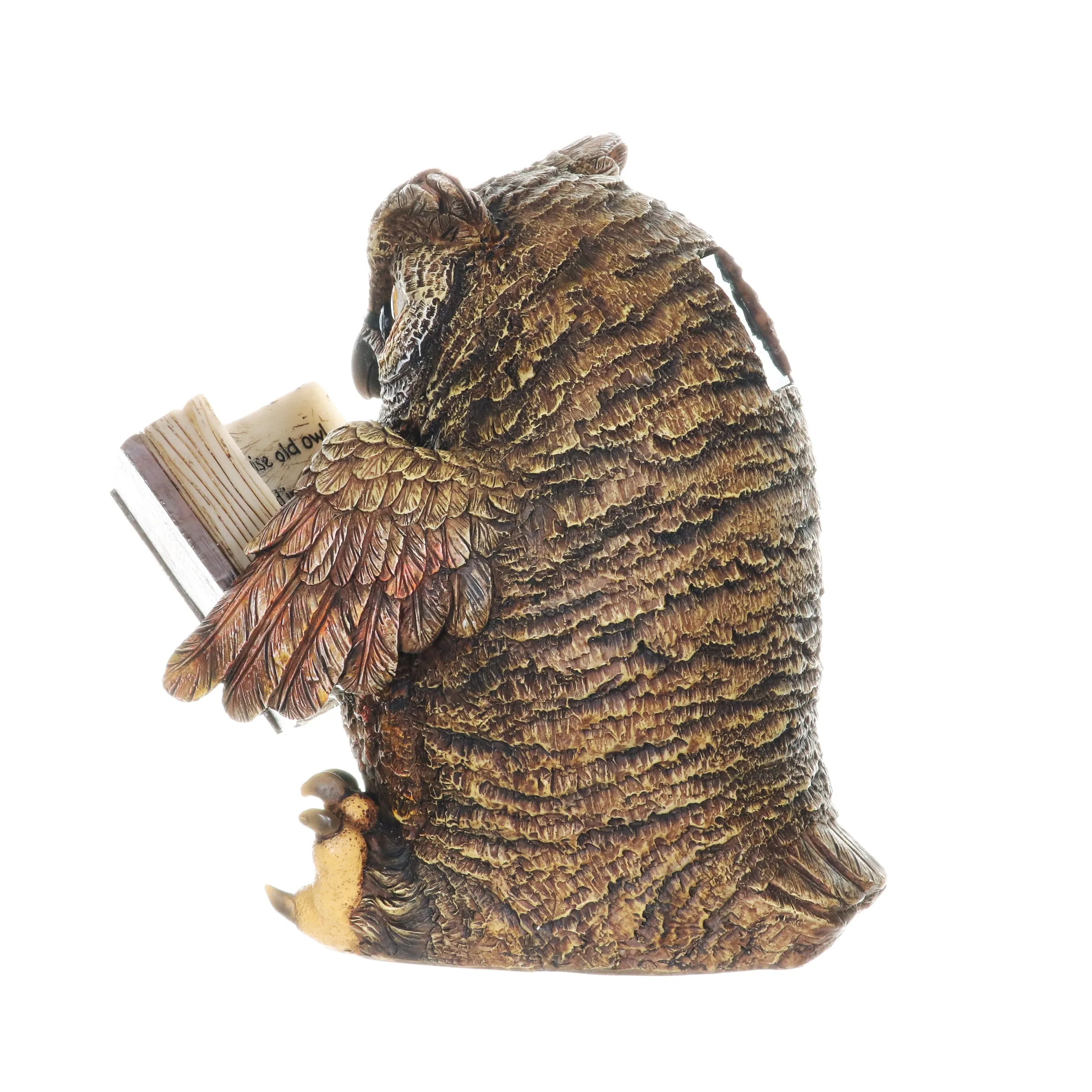 Solar Owl Reading a Book Garden Statue, 7 Inches