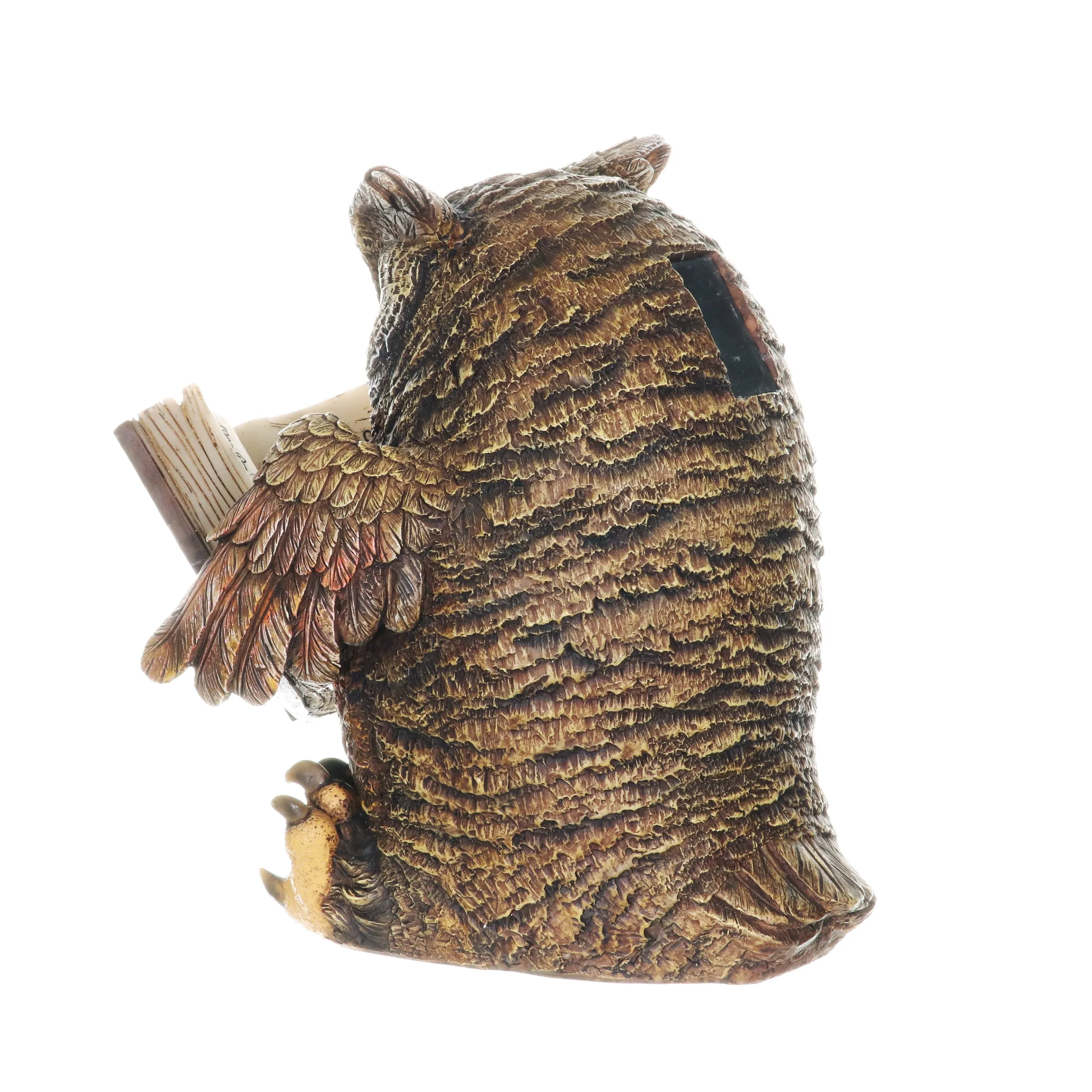 Solar Owl Reading a Book Garden Statue, 7 Inches