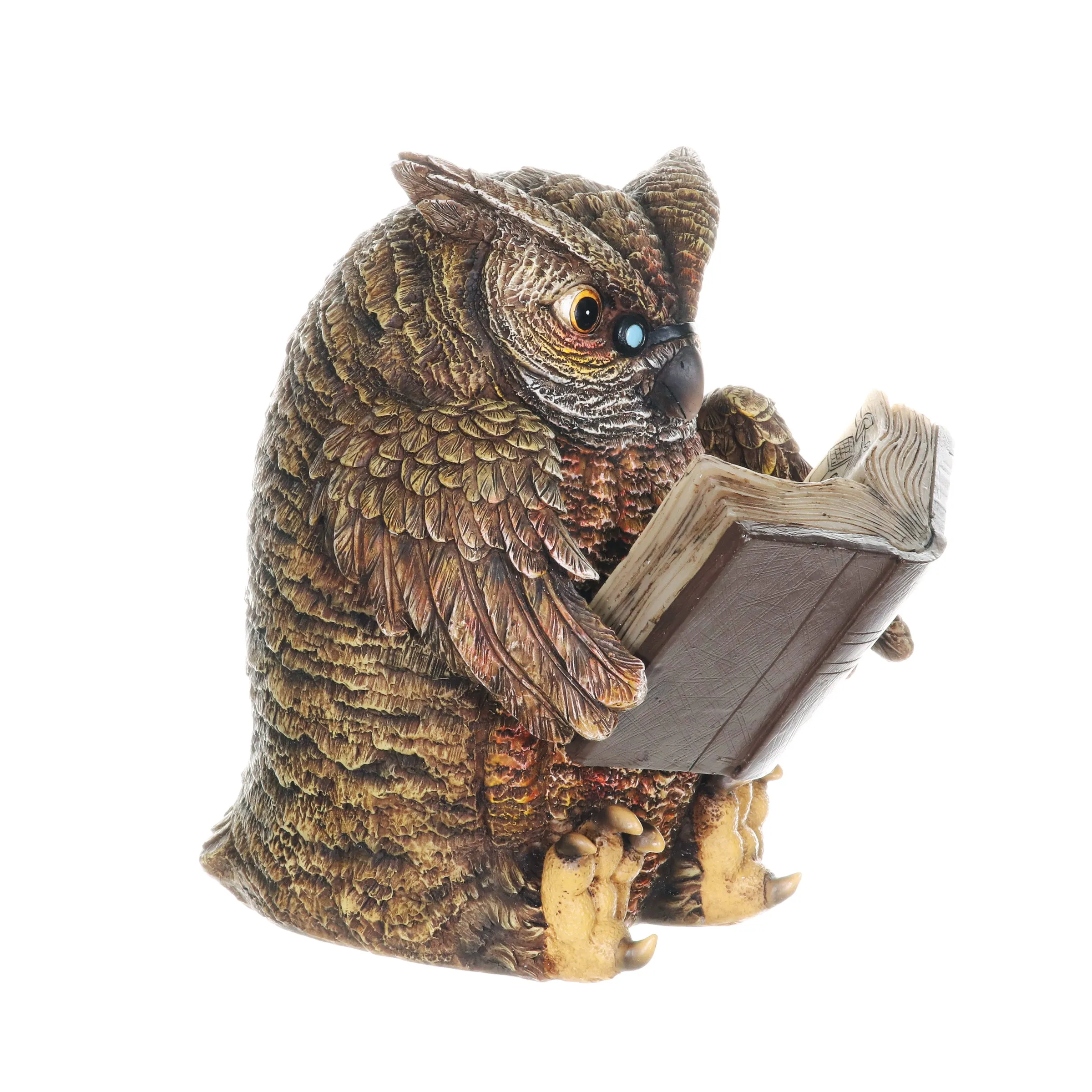 Solar Owl Reading a Book Garden Statue, 7 Inches