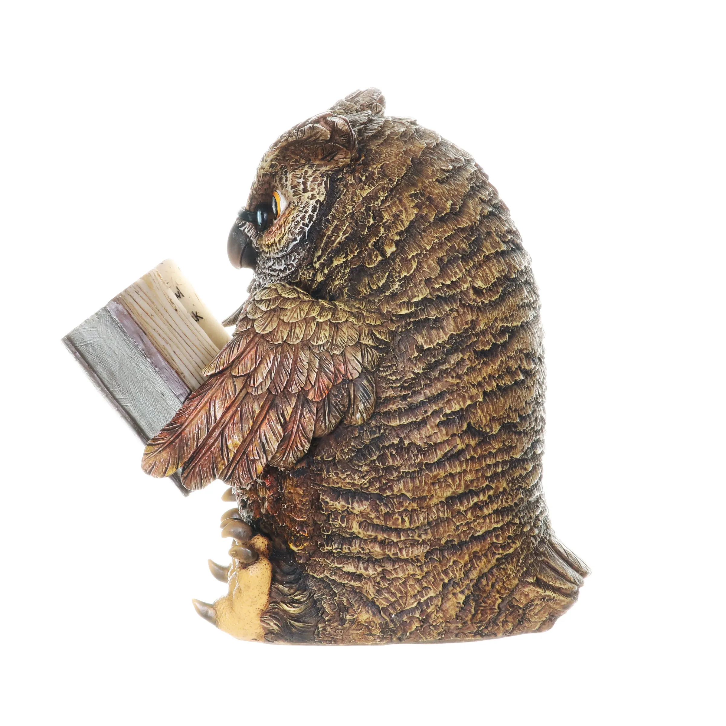 Solar Owl Reading a Book Garden Statue, 7 Inches