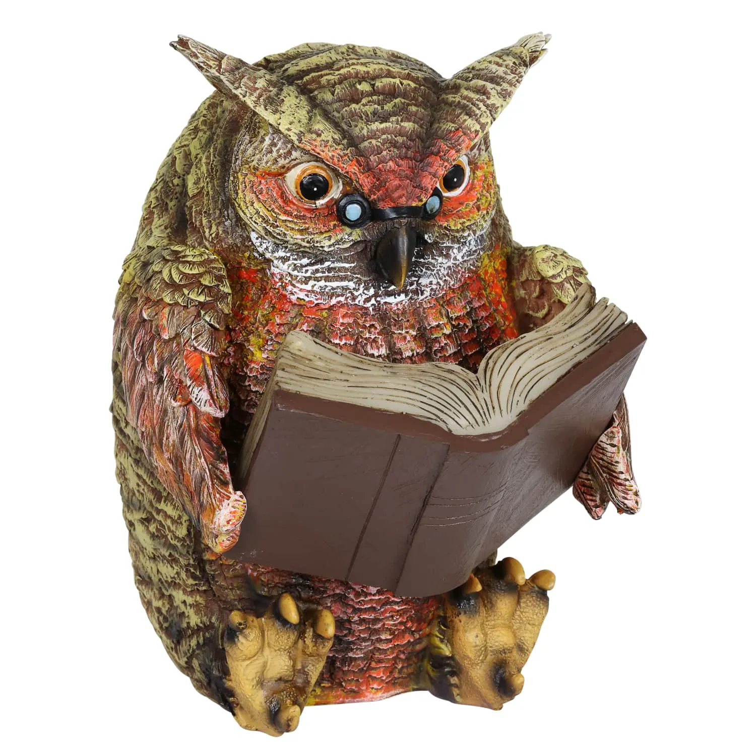 Solar Owl Reading a Book Garden Statue, 7 Inches