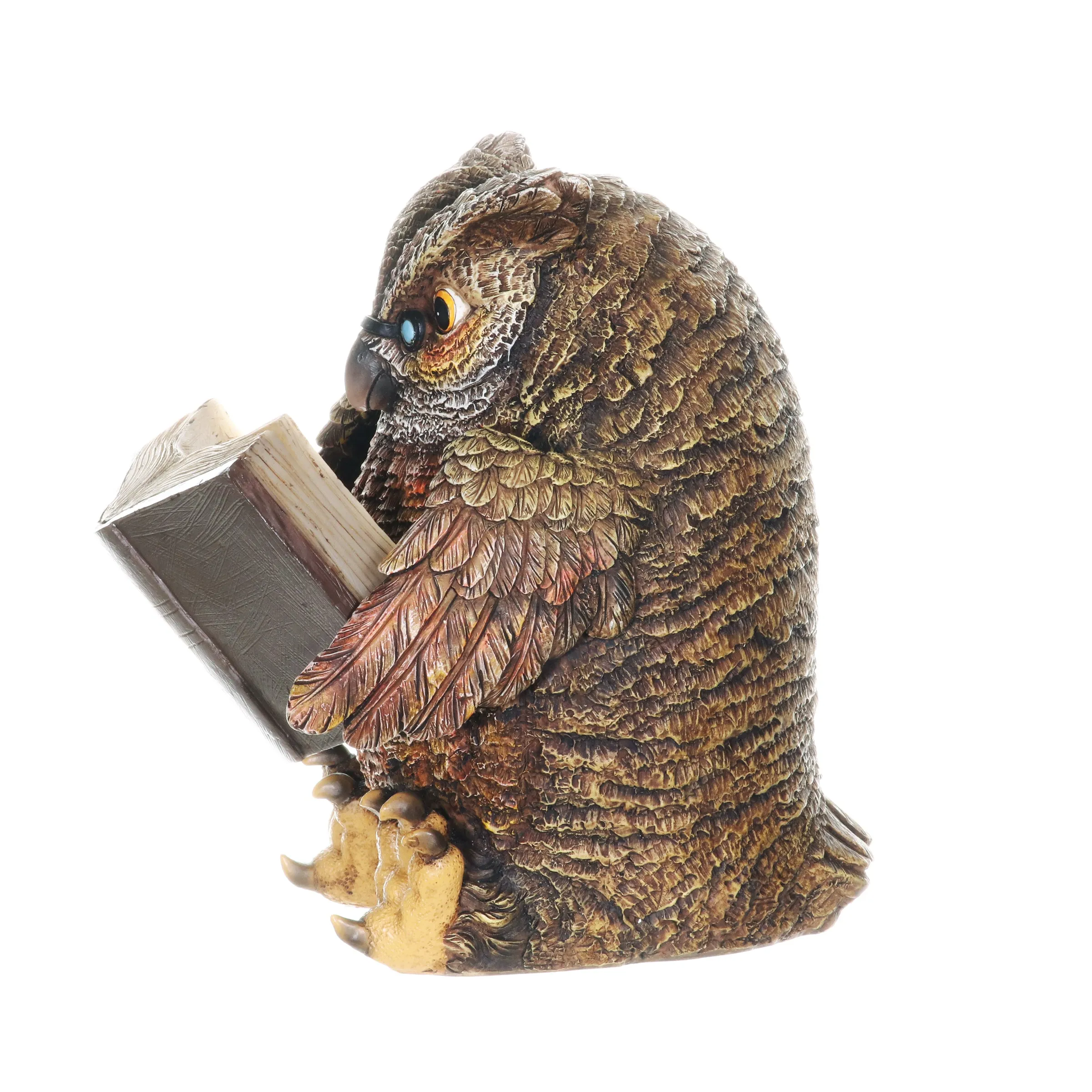 Solar Owl Reading a Book Garden Statue, 7 Inches