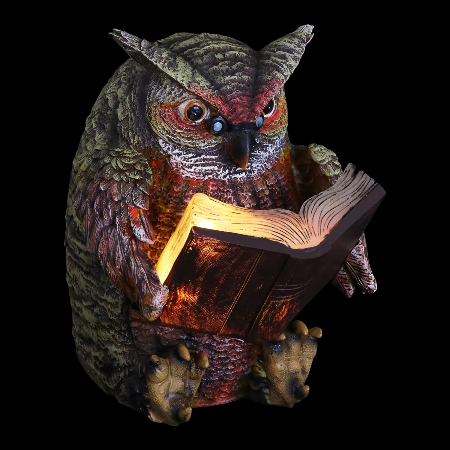 Solar Owl Reading a Book Garden Statue, 7 Inches