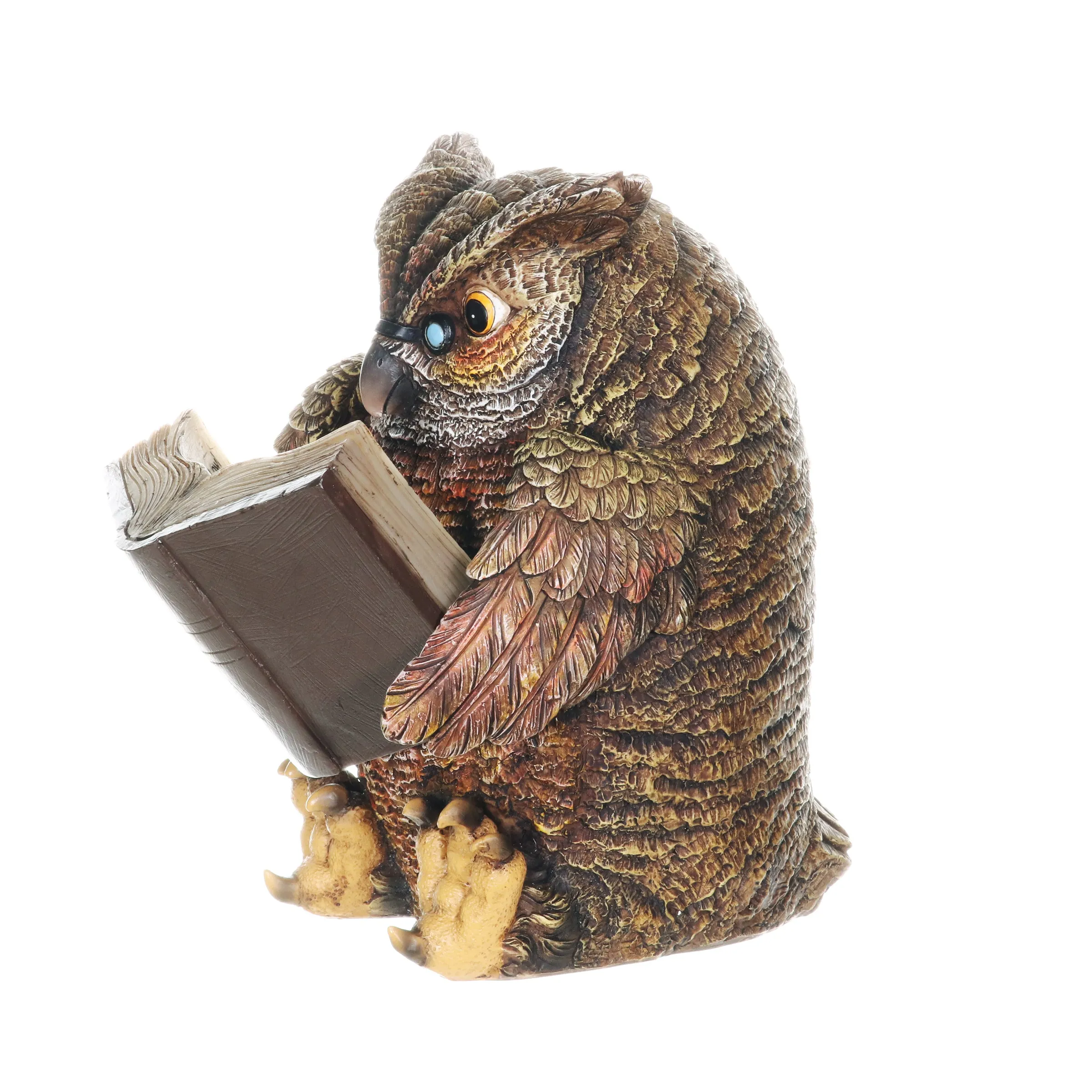 Solar Owl Reading a Book Garden Statue, 7 Inches