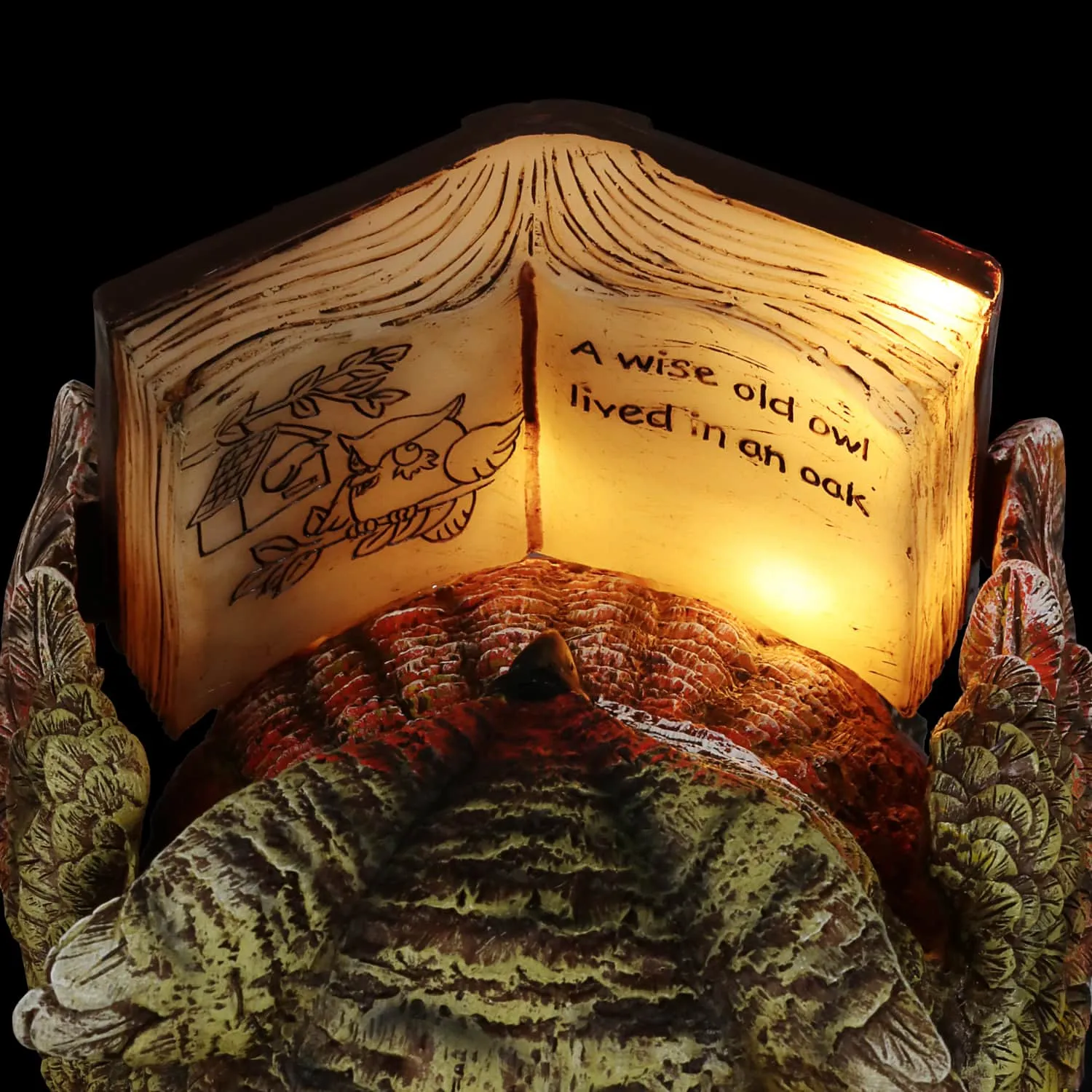 Solar Owl Reading a Book Garden Statue, 7 Inches