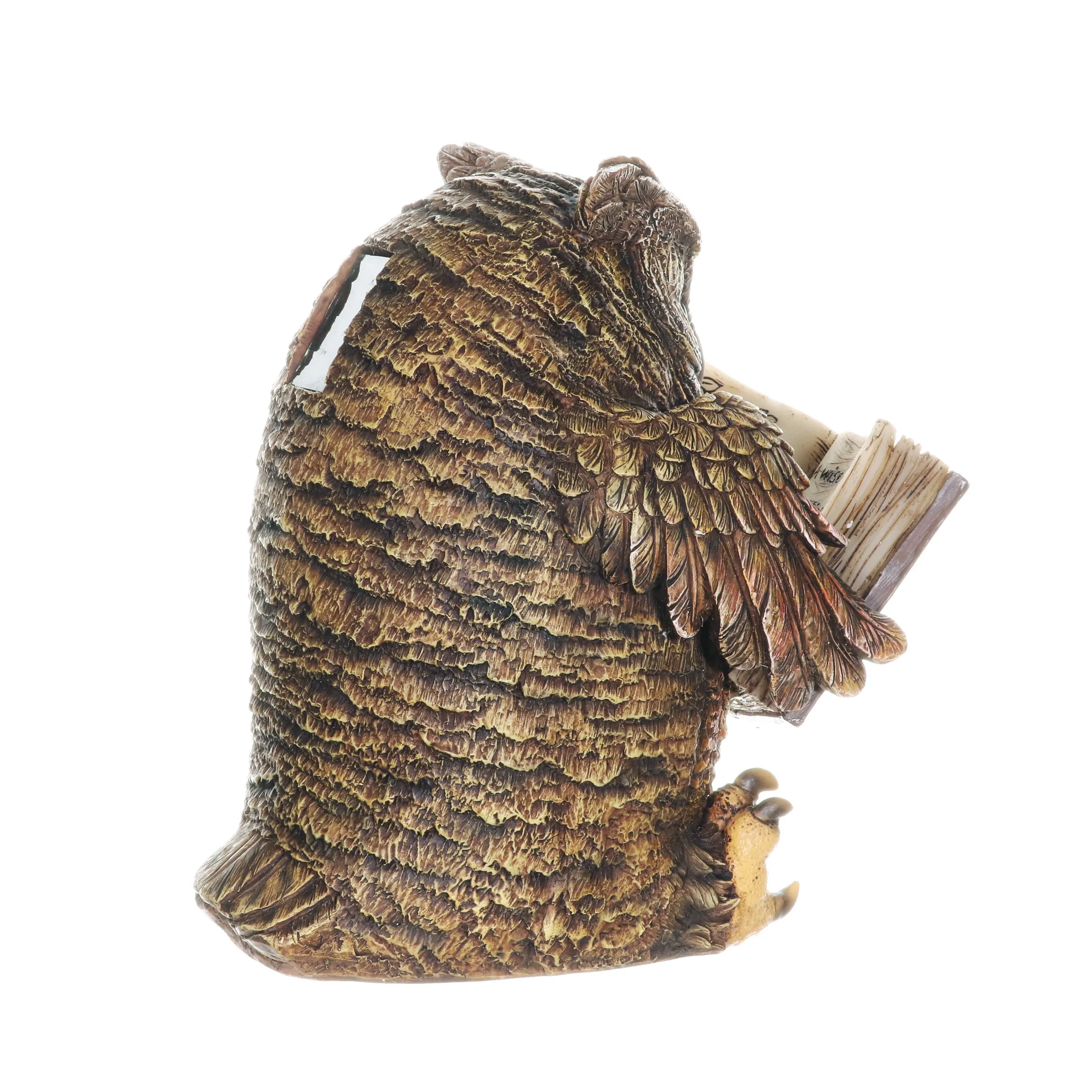 Solar Owl Reading a Book Garden Statue, 7 Inches