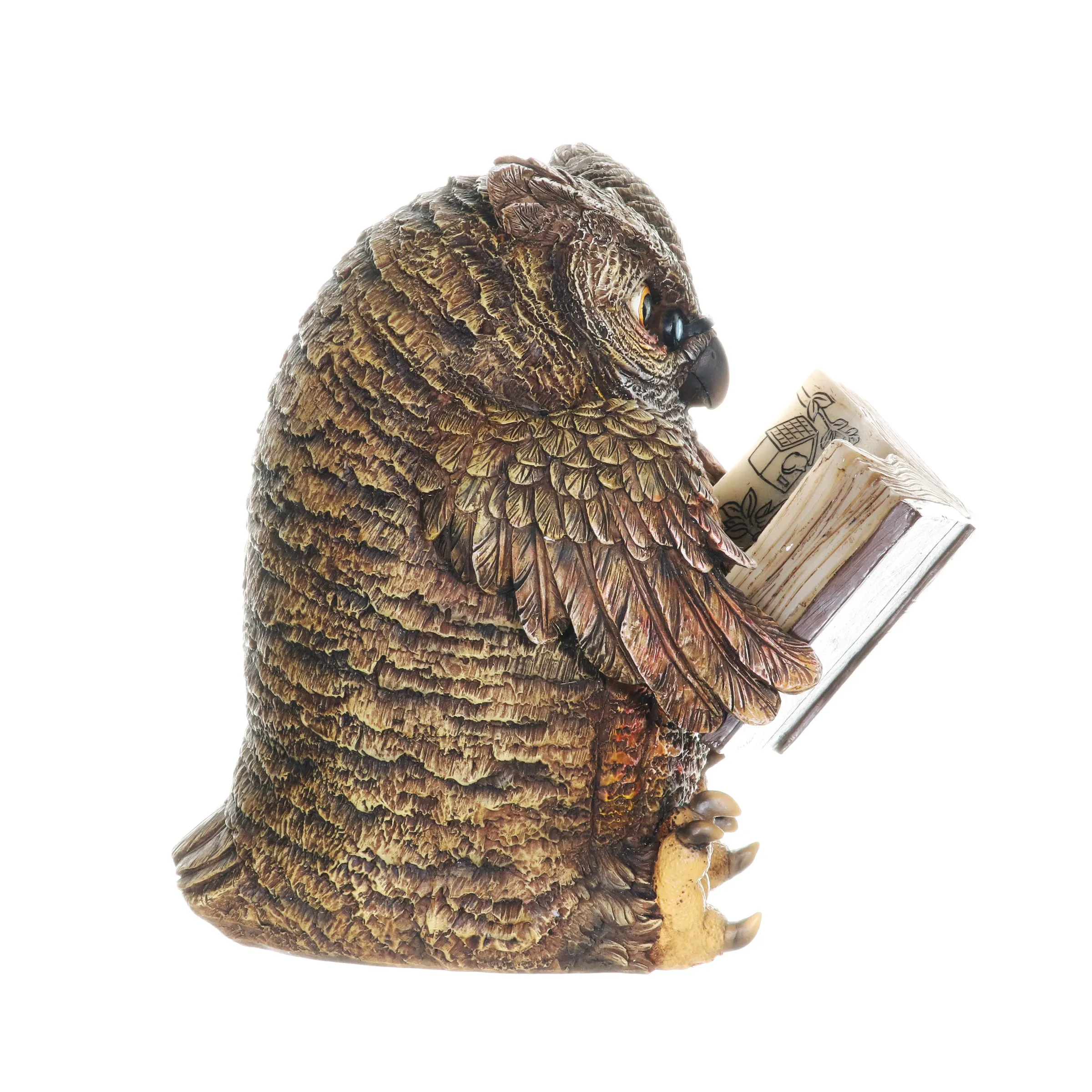 Solar Owl Reading a Book Garden Statue, 7 Inches