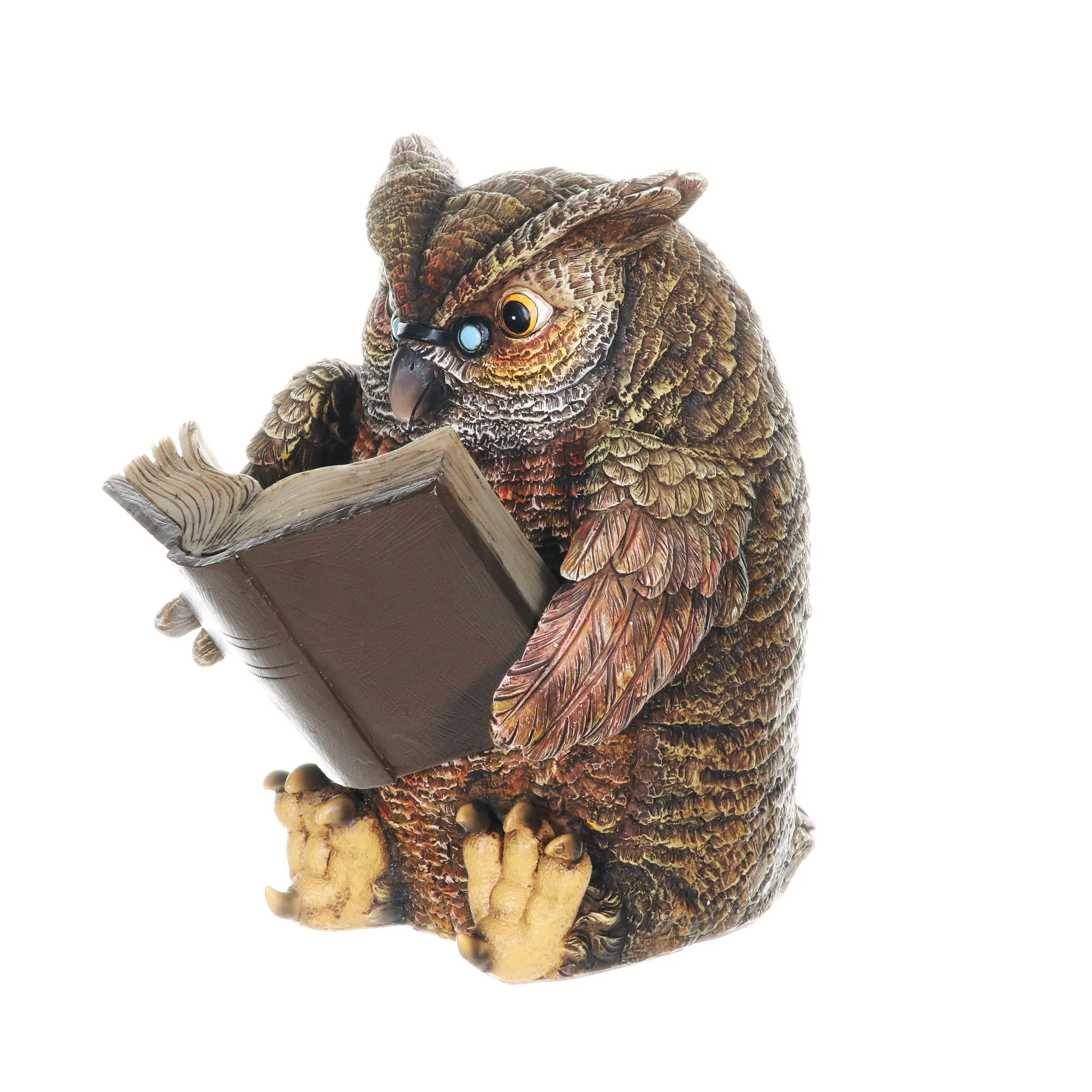 Solar Owl Reading a Book Garden Statue, 7 Inches