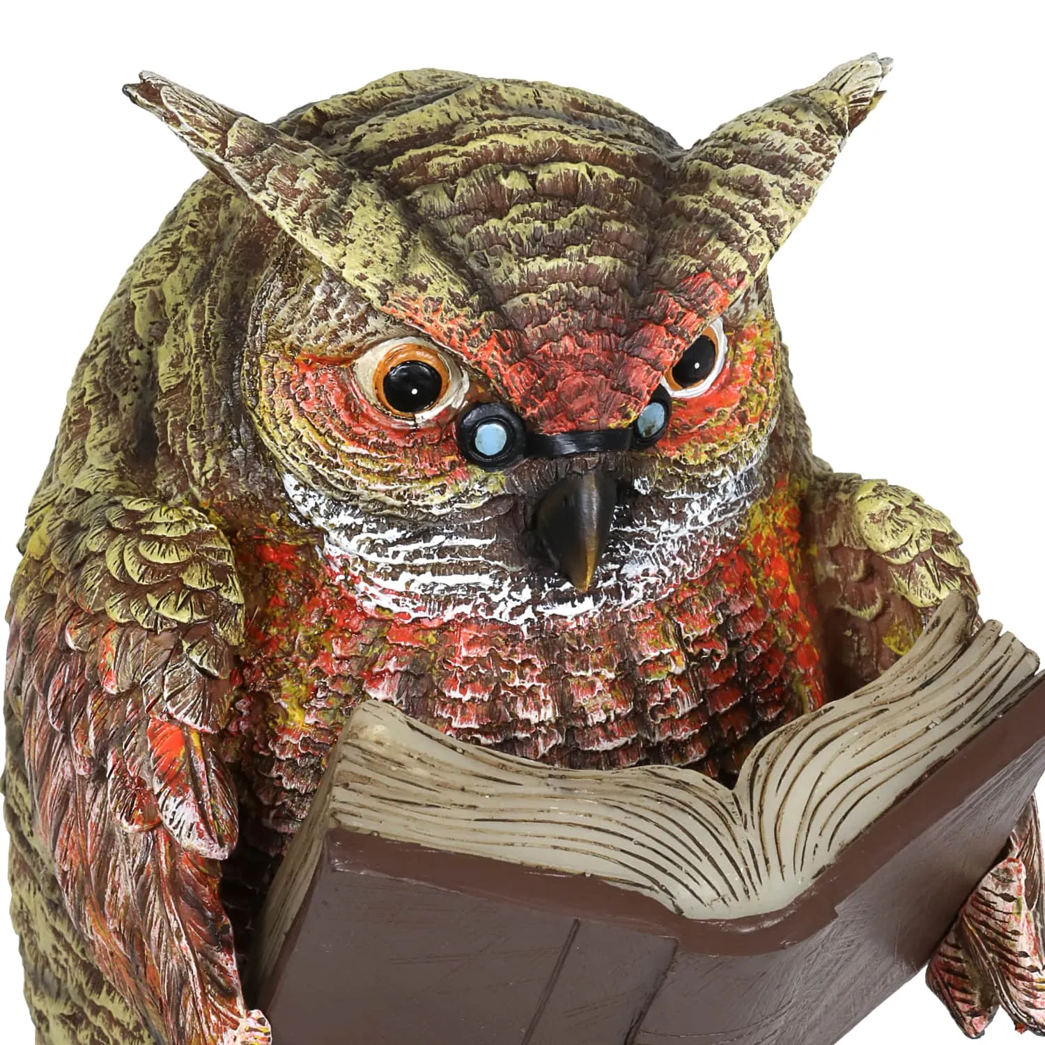 Solar Owl Reading a Book Garden Statue, 7 Inches