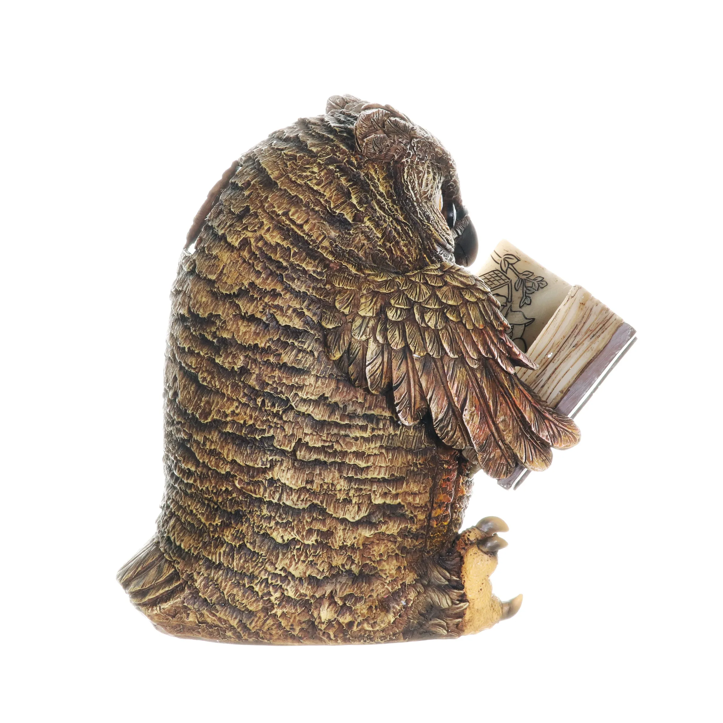 Solar Owl Reading a Book Garden Statue, 7 Inches