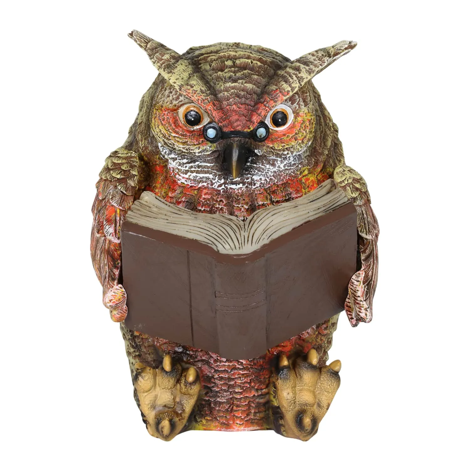 Solar Owl Reading a Book Garden Statue, 7 Inches
