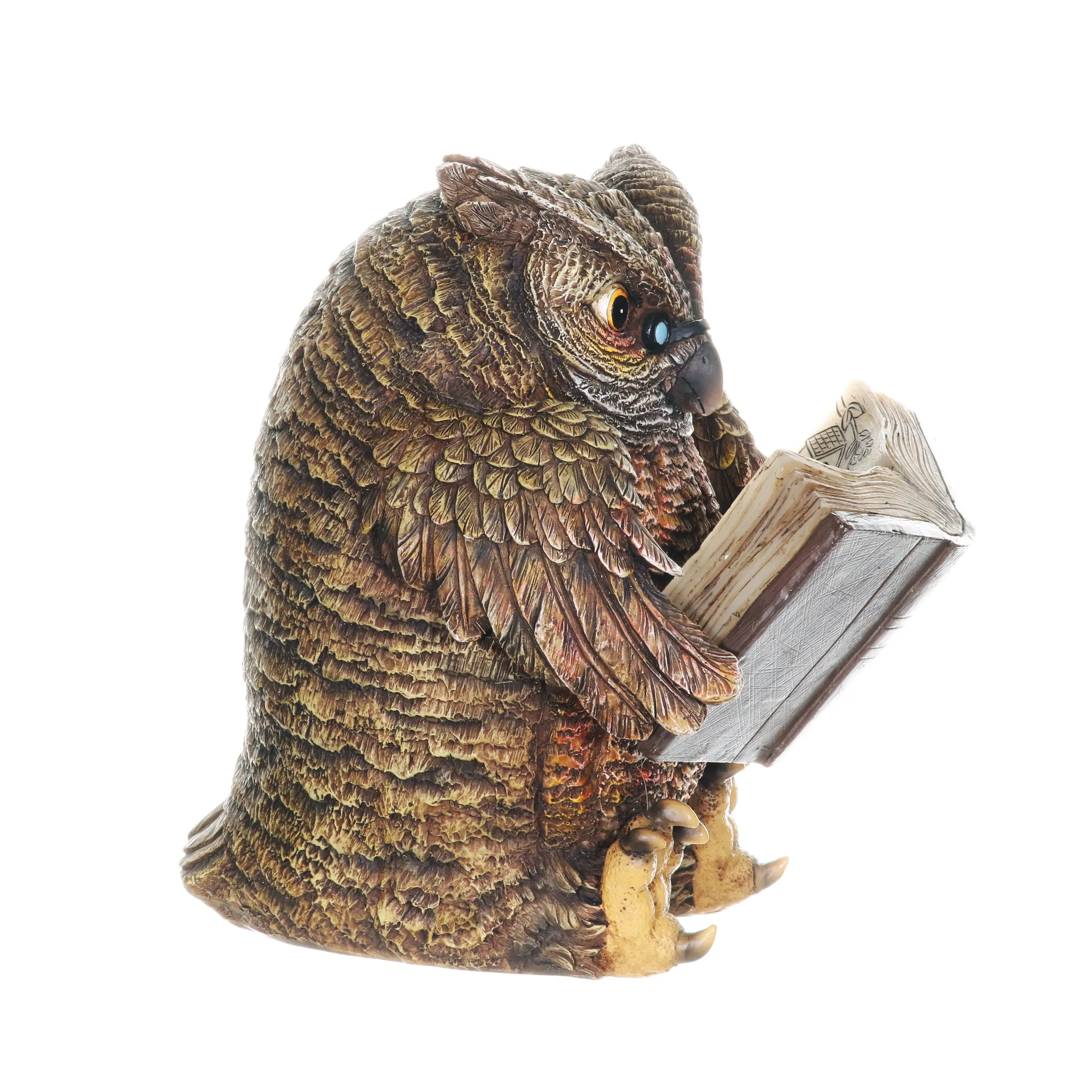 Solar Owl Reading a Book Garden Statue, 7 Inches
