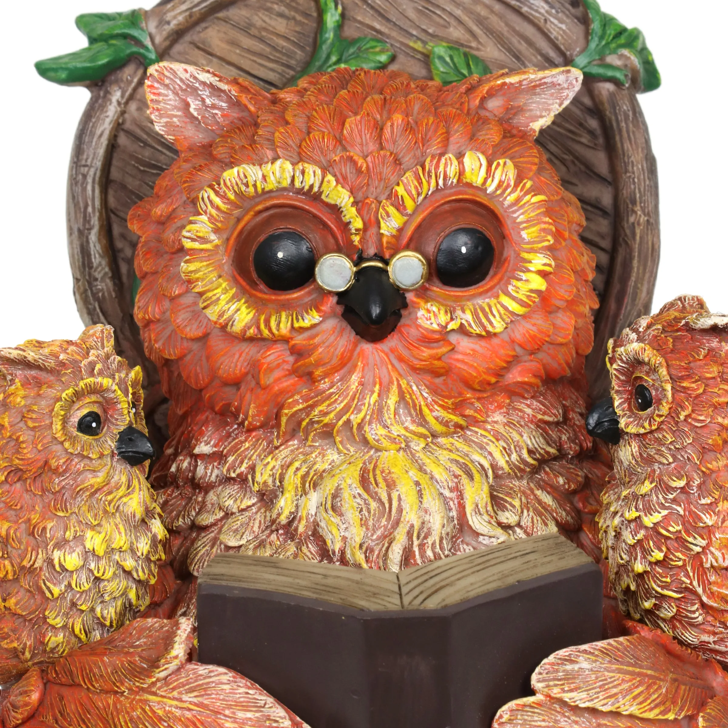 Solar Owl Reading a Story in a Rocking Chair, 12 Inch