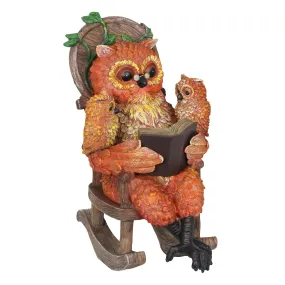 Solar Owl Reading a Story in a Rocking Chair, 12 Inch
