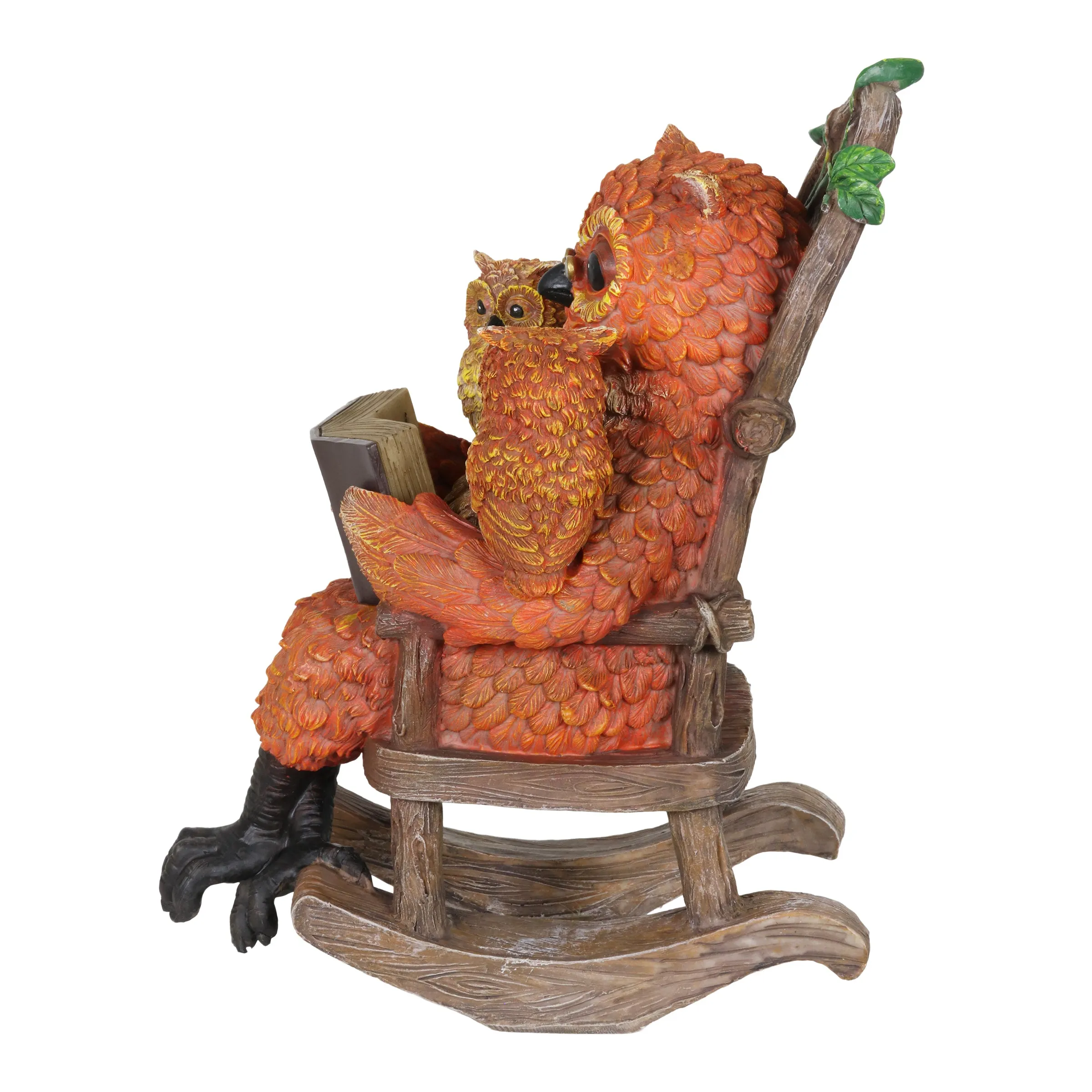 Solar Owl Reading a Story in a Rocking Chair, 12 Inch