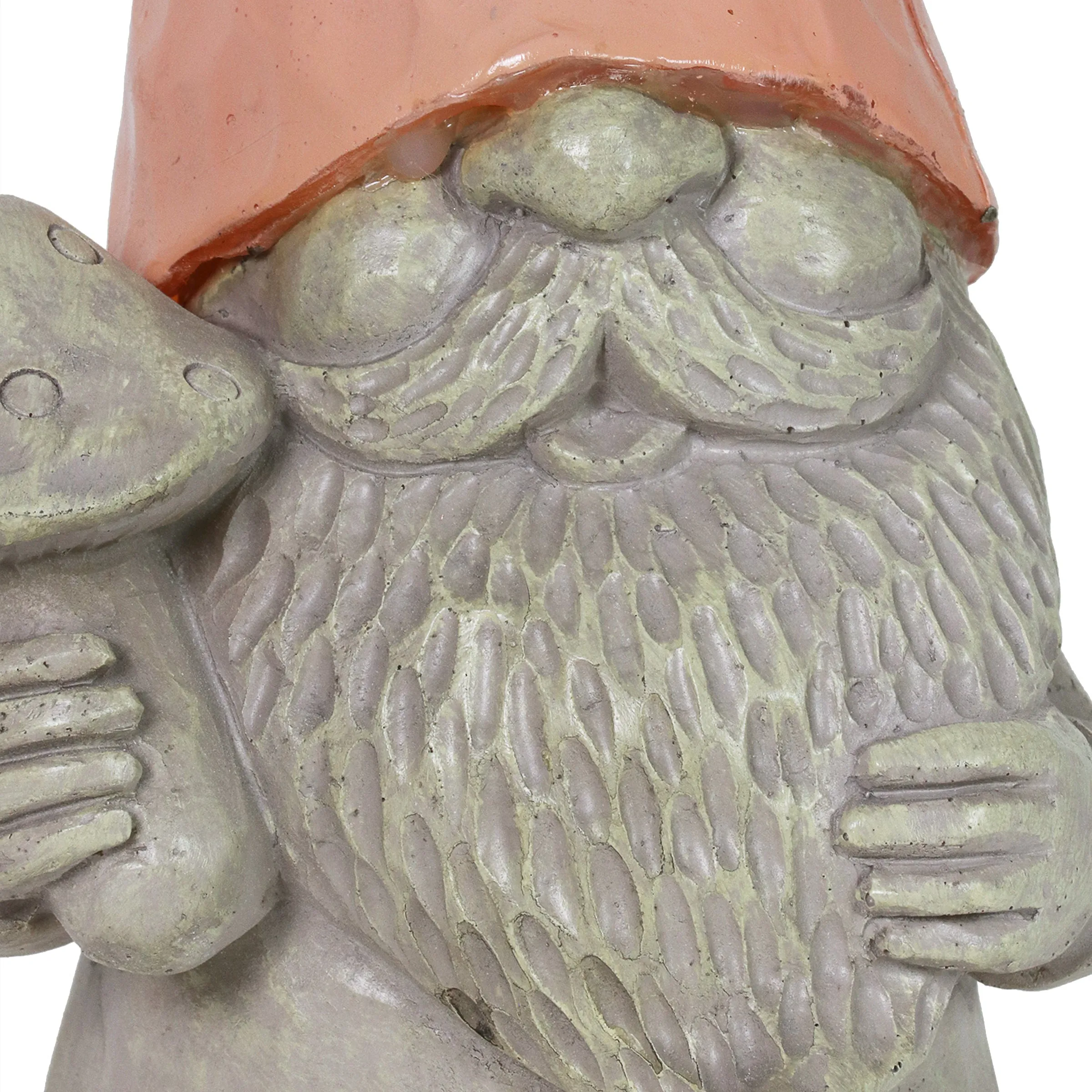 Solar Peach Happy Hat Gnome Statue, 11 Inch