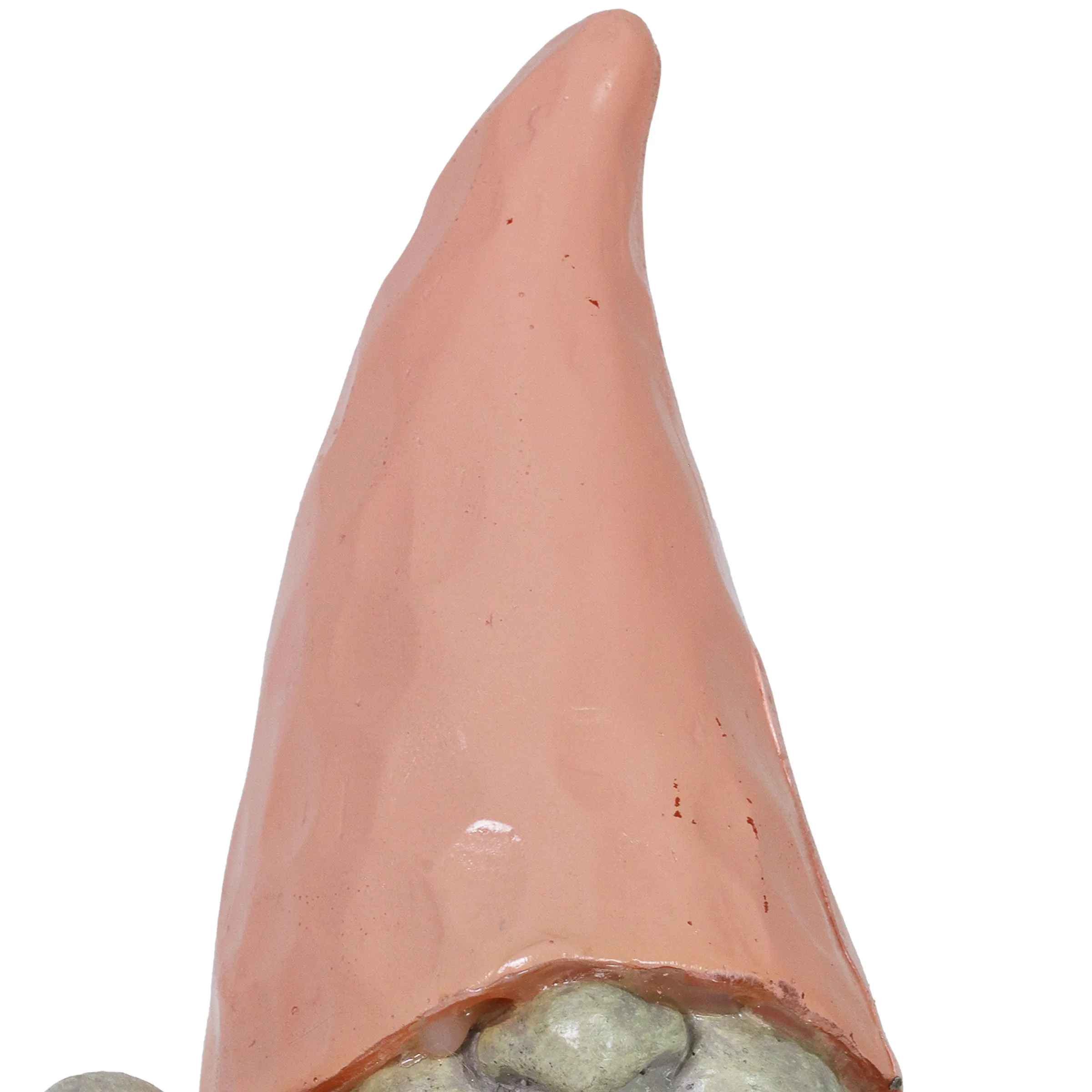 Solar Peach Happy Hat Gnome Statue, 11 Inch