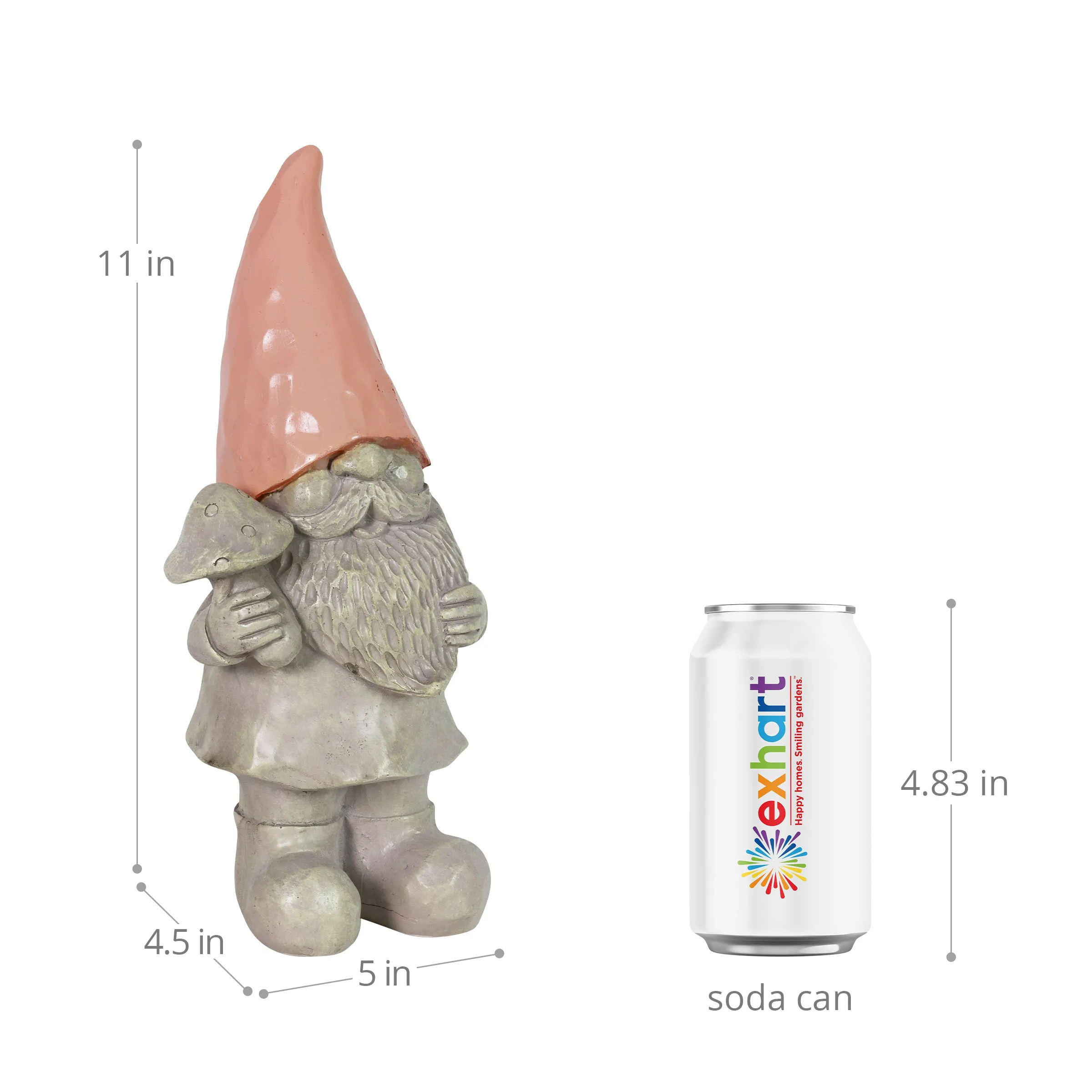 Solar Peach Happy Hat Gnome Statue, 11 Inch