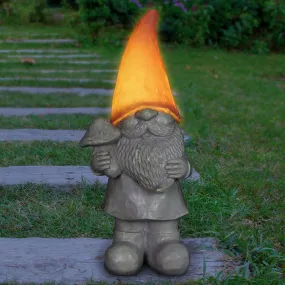 Solar Peach Happy Hat Gnome Statue, 11 Inch