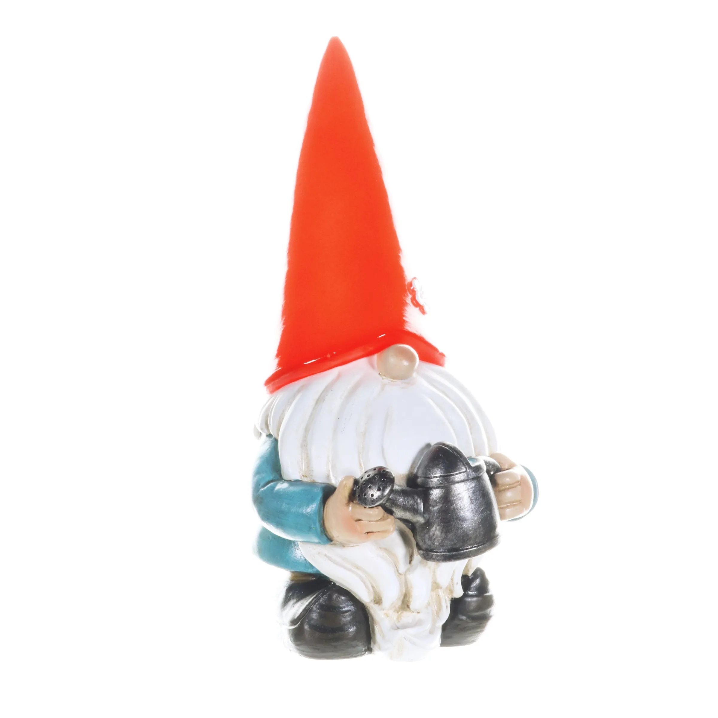 Solar Red Hat Garden Gnome with Watering Can Statuary, 6.5 by 12.5 Inch