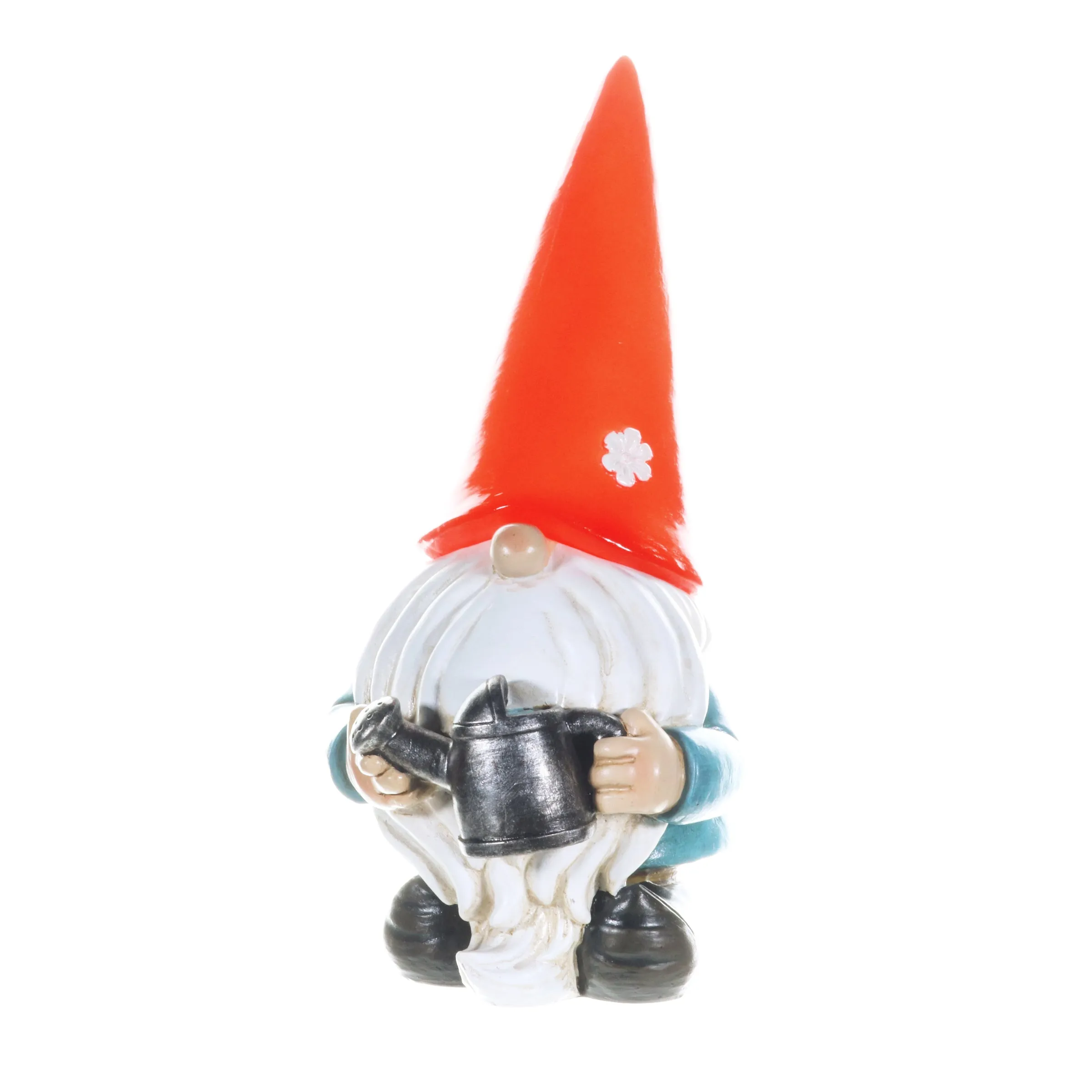 Solar Red Hat Garden Gnome with Watering Can Statuary, 6.5 by 12.5 Inch