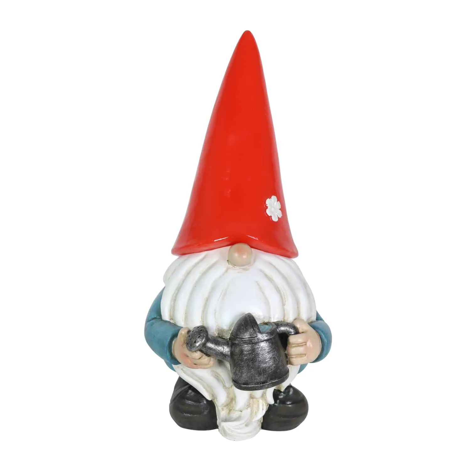 Solar Red Hat Garden Gnome with Watering Can Statuary, 6.5 by 12.5 Inch