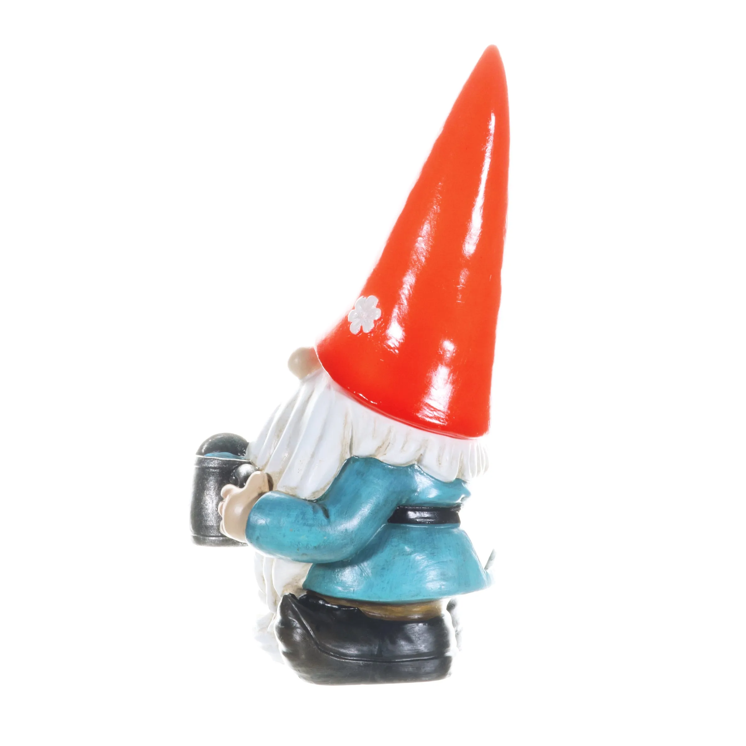 Solar Red Hat Garden Gnome with Watering Can Statuary, 6.5 by 12.5 Inch