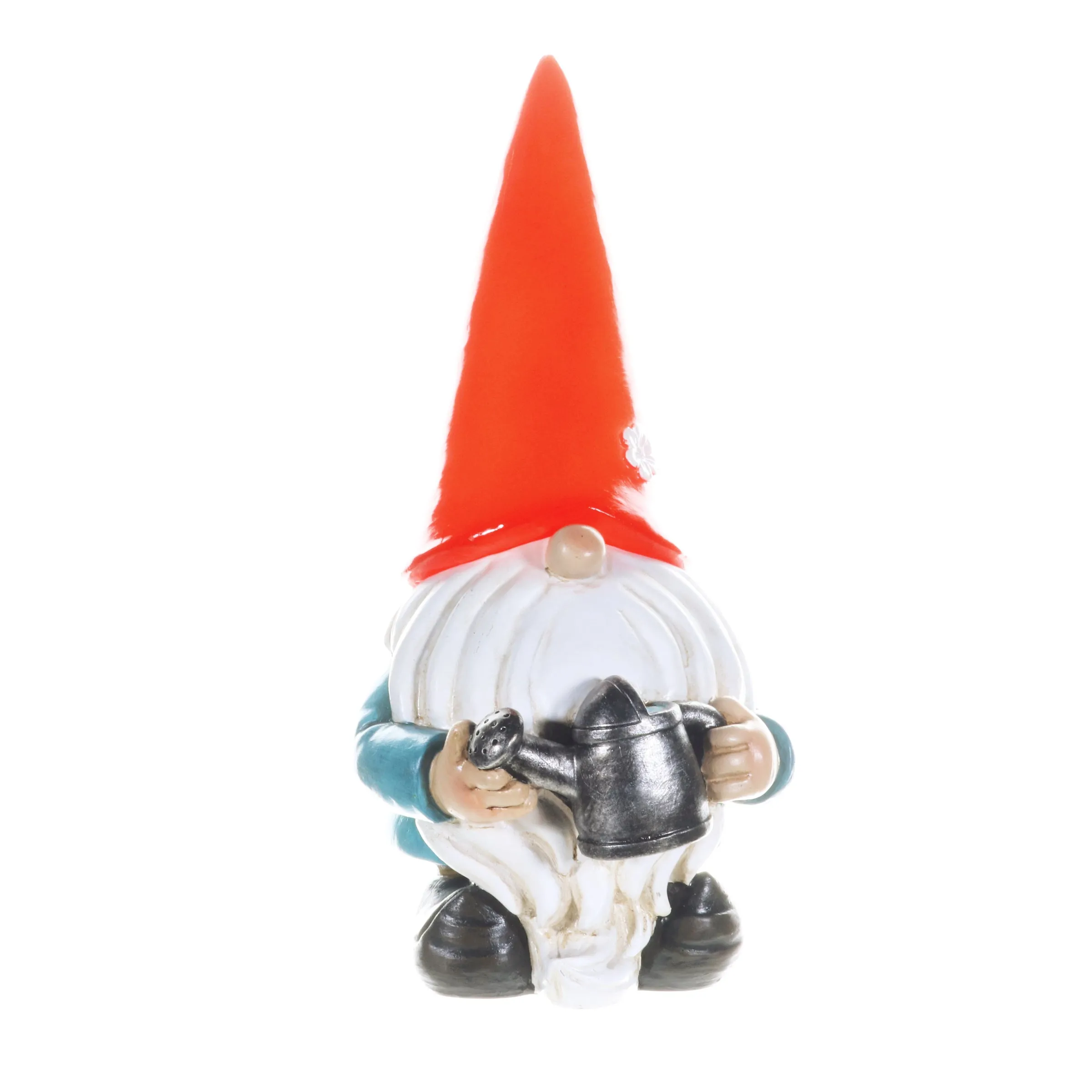 Solar Red Hat Garden Gnome with Watering Can Statuary, 6.5 by 12.5 Inch