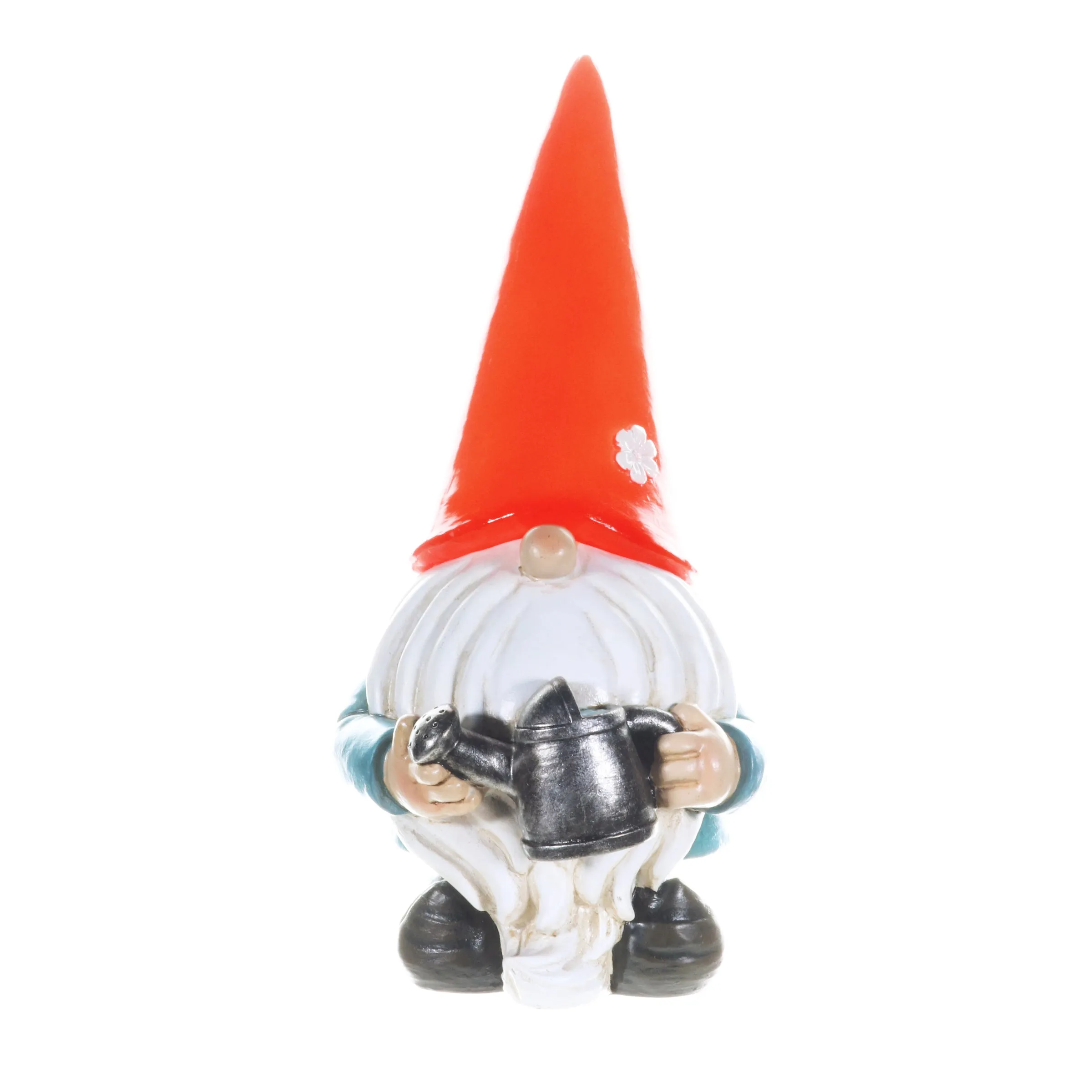 Solar Red Hat Garden Gnome with Watering Can Statuary, 6.5 by 12.5 Inch