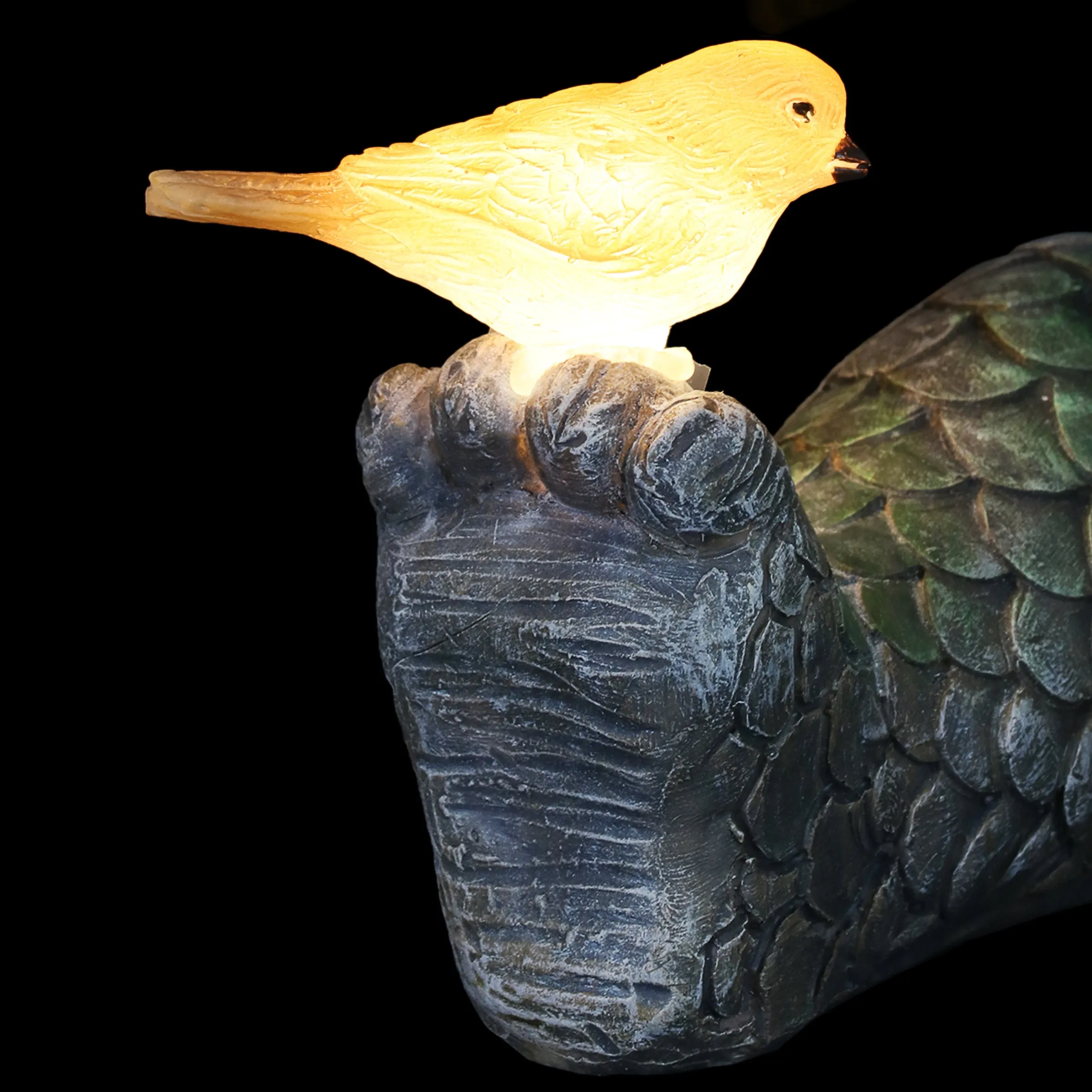 Solar Stretching Dragon Garden Statue with LED Bird, 9.5 by 10.5 Inches