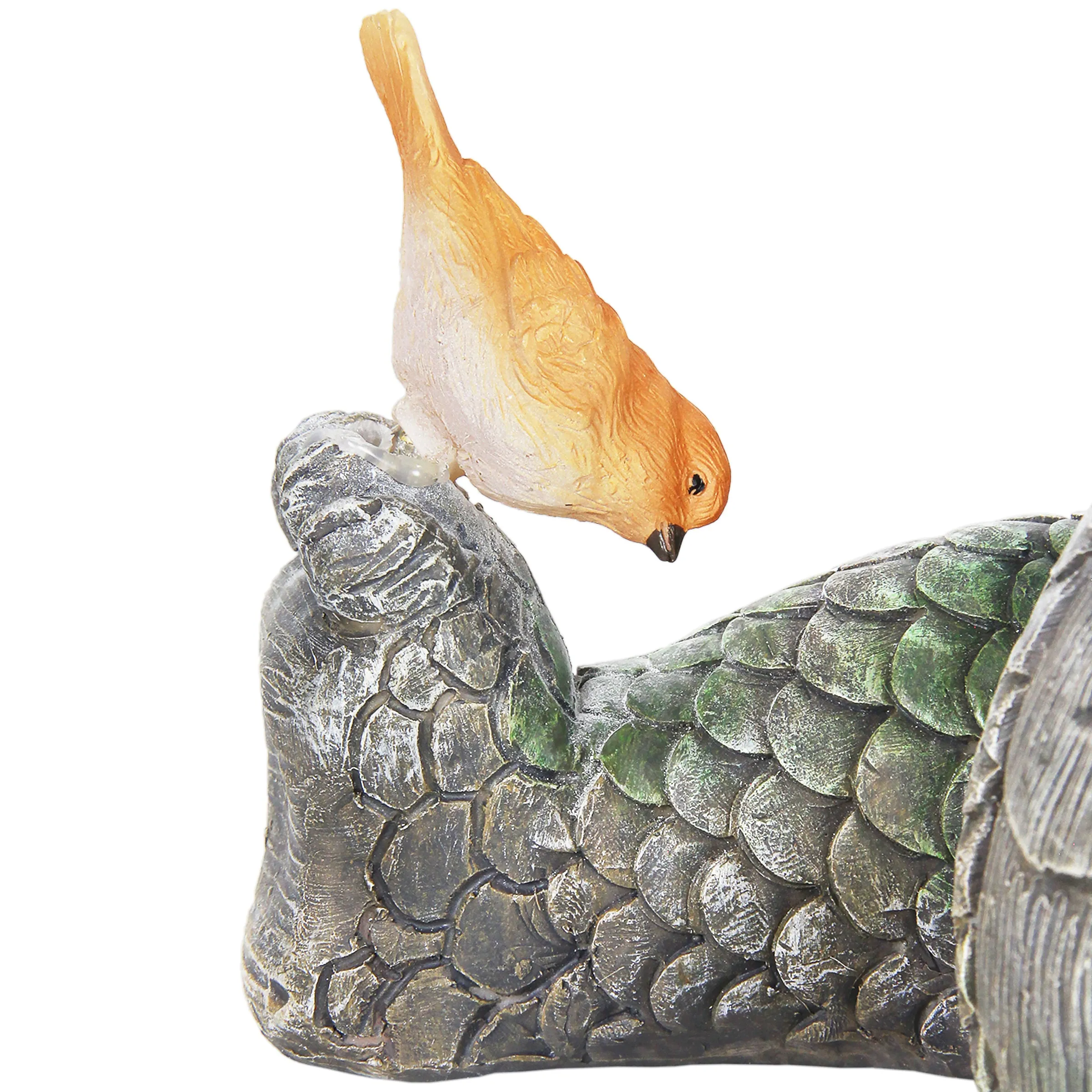Solar Stretching Dragon Garden Statue with LED Bird, 9.5 by 10.5 Inches