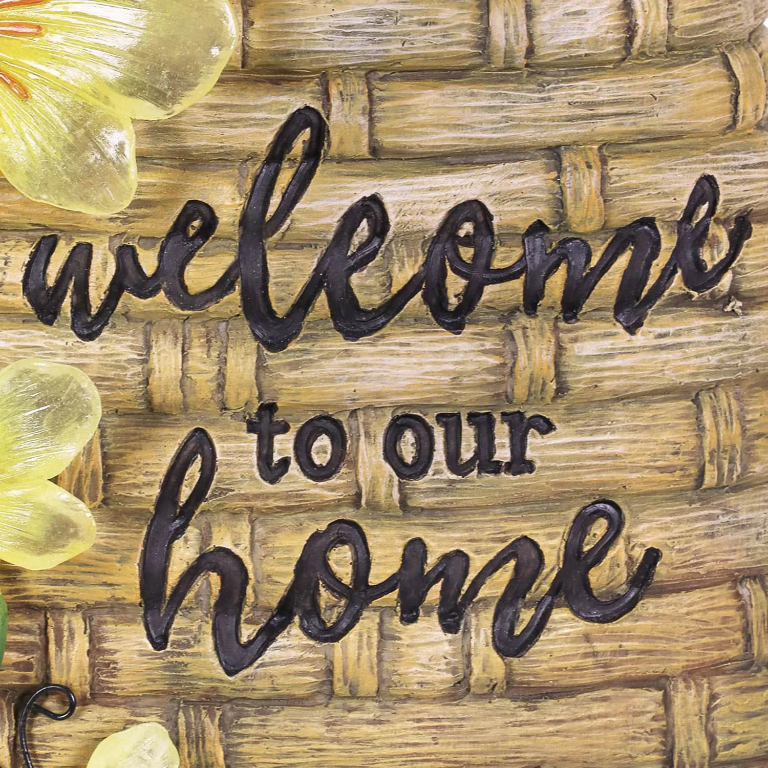 Solar Welcome to our Home Hand Painted Bee Hive Statuary, 15 Inch