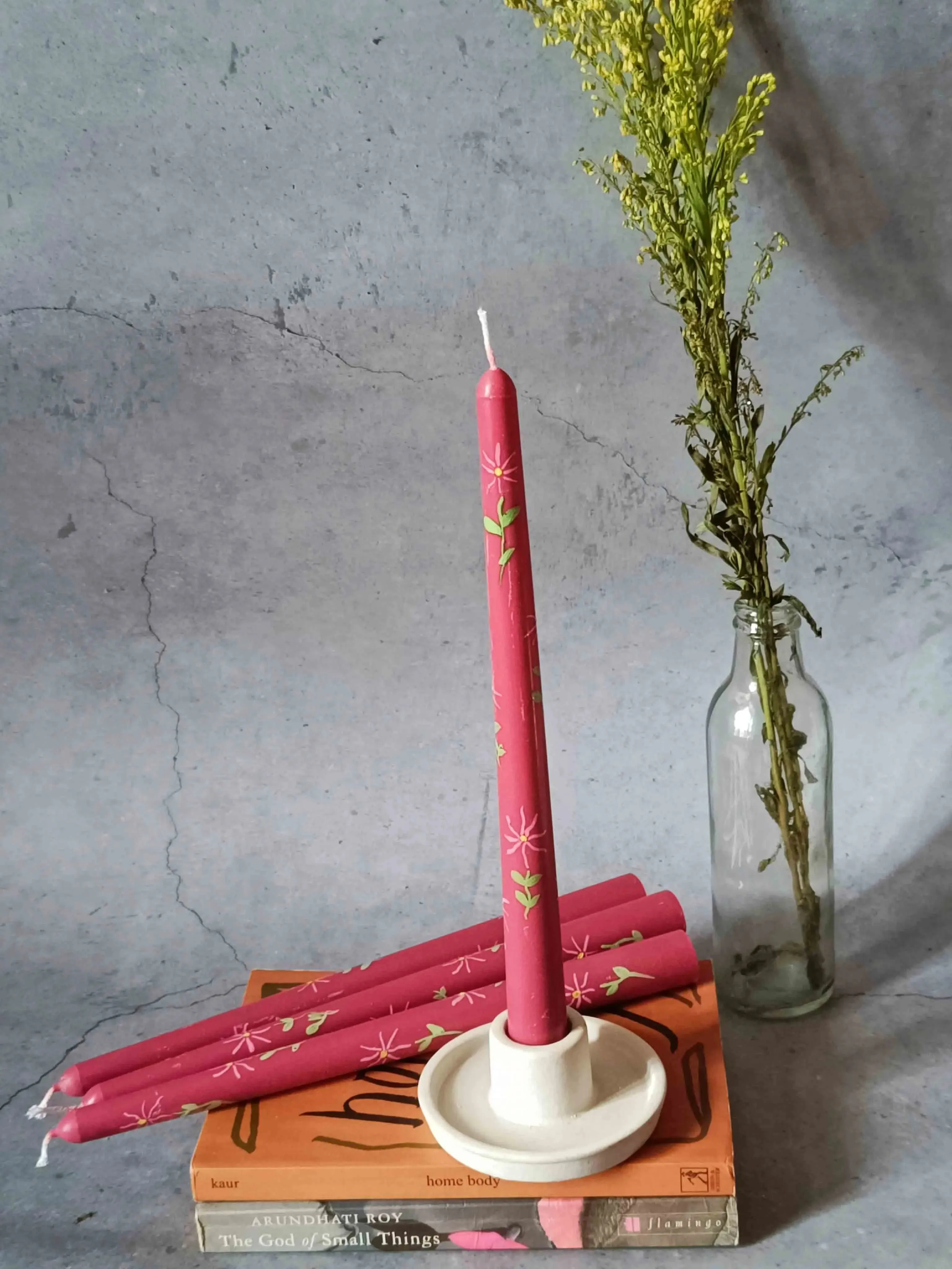 Spring Garden Hand Painted Tapered Candles | Set of 4 | 25.4 cm / 10 inches