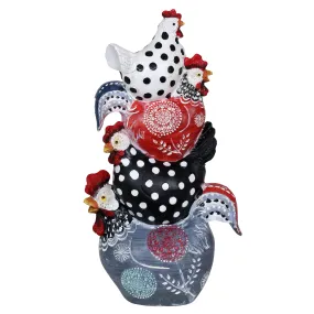 Stacked Farmhouse Chickens Garden Statue, 12 Inch