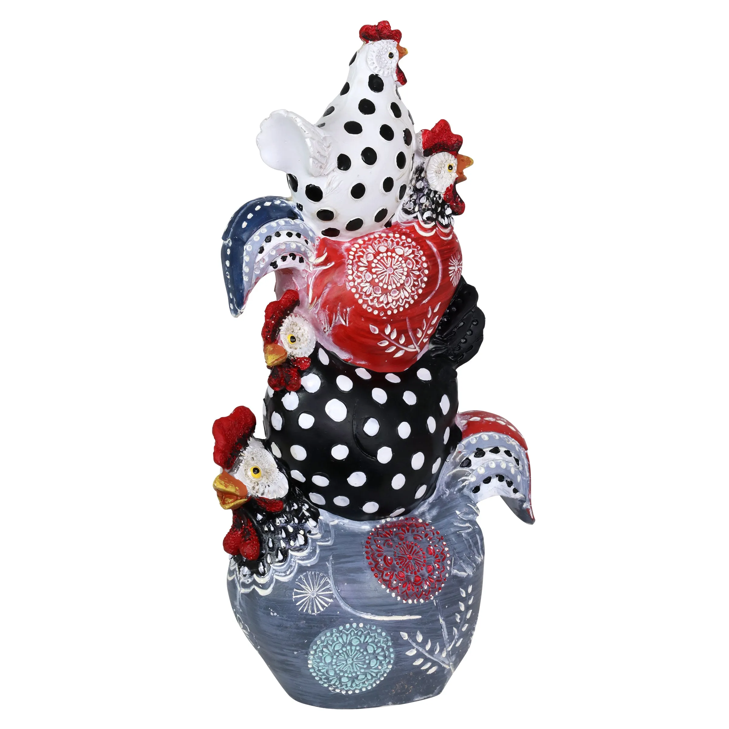 Stacked Farmhouse Chickens Garden Statue, 12 Inch