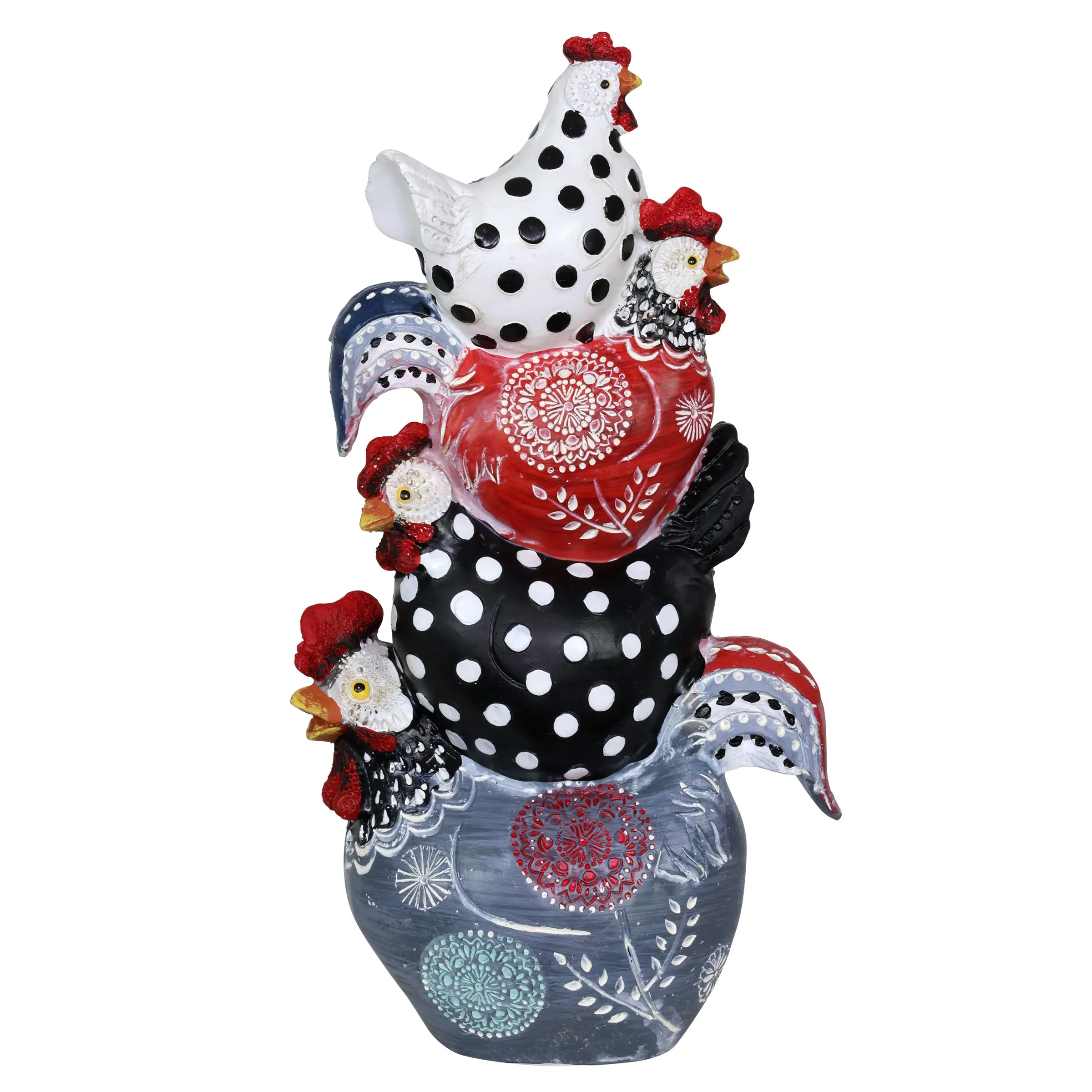 Stacked Farmhouse Chickens Garden Statue, 12 Inch