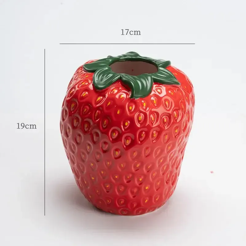 Strawberry Ceramic Vase – Playful & Stylish Home Decor