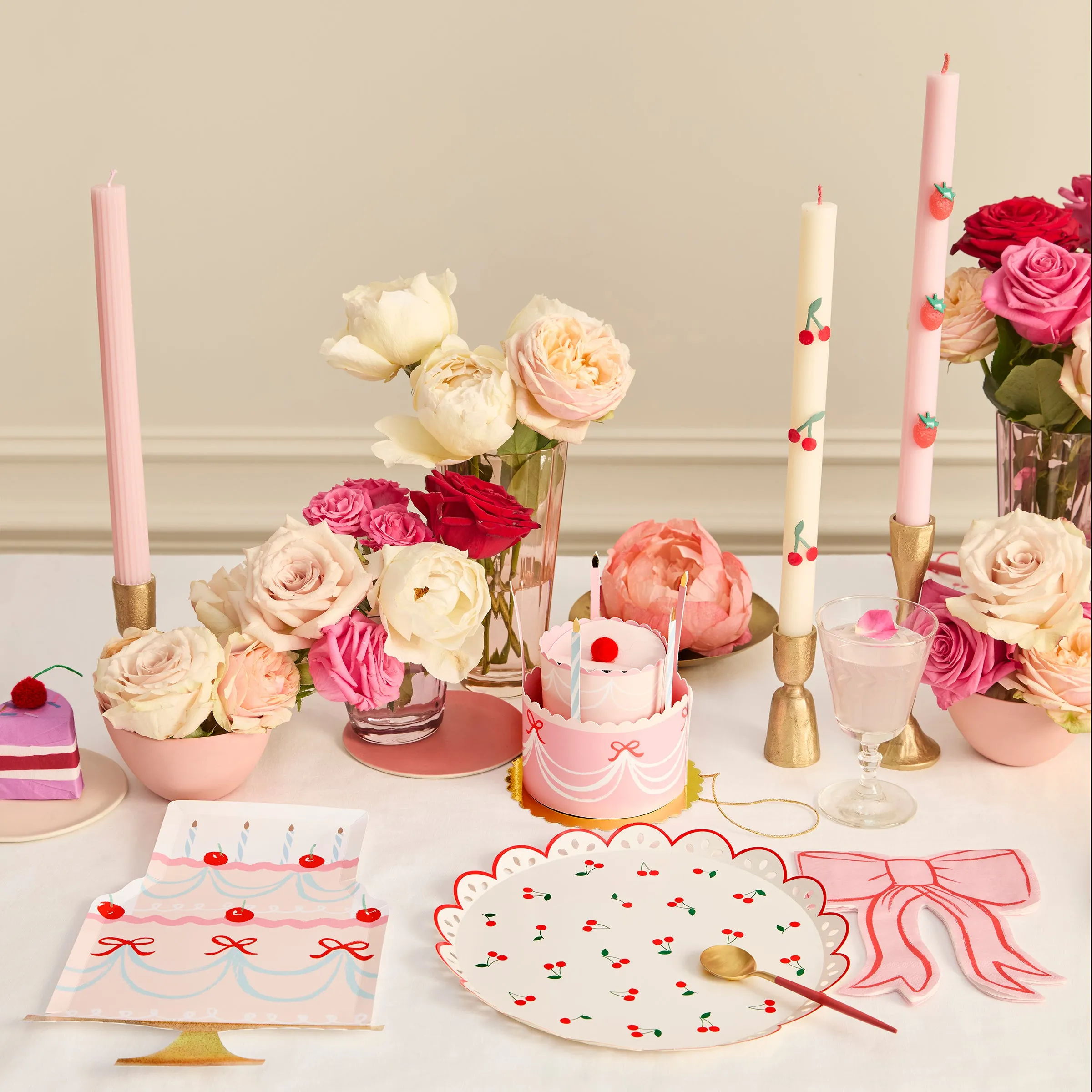 Strawberry Table Candles (x 2)