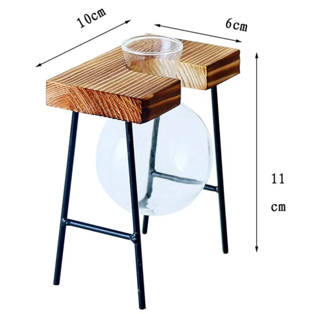 Transparent Glass Bottle Vase For Terrarium And Other Hydroponic Plant Vase With Wooden Frame For Table Desk Decoration