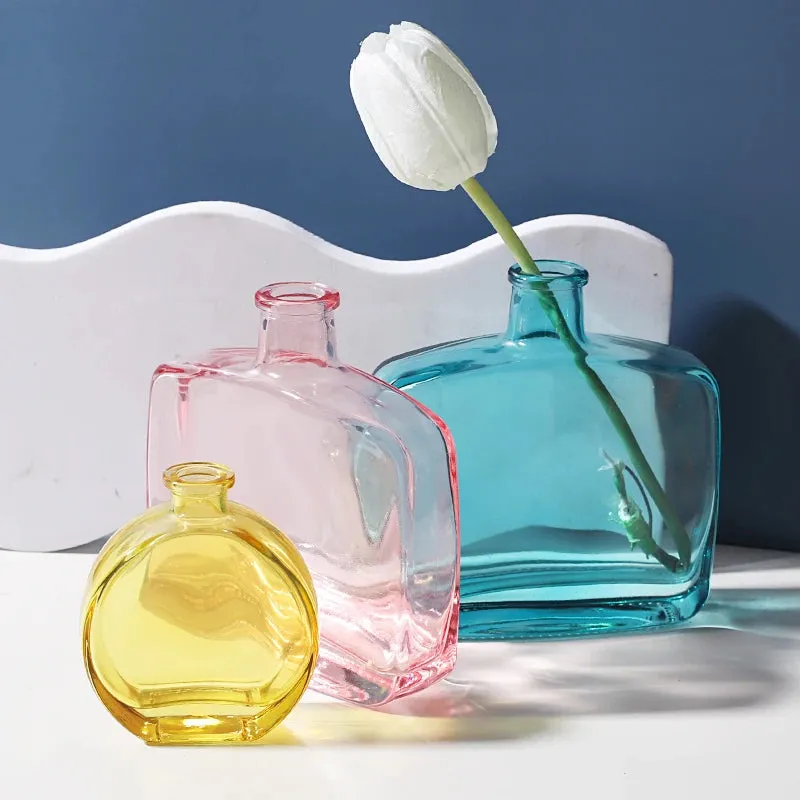 Transparent Glass Vase Desktop Flower Holder Decoration