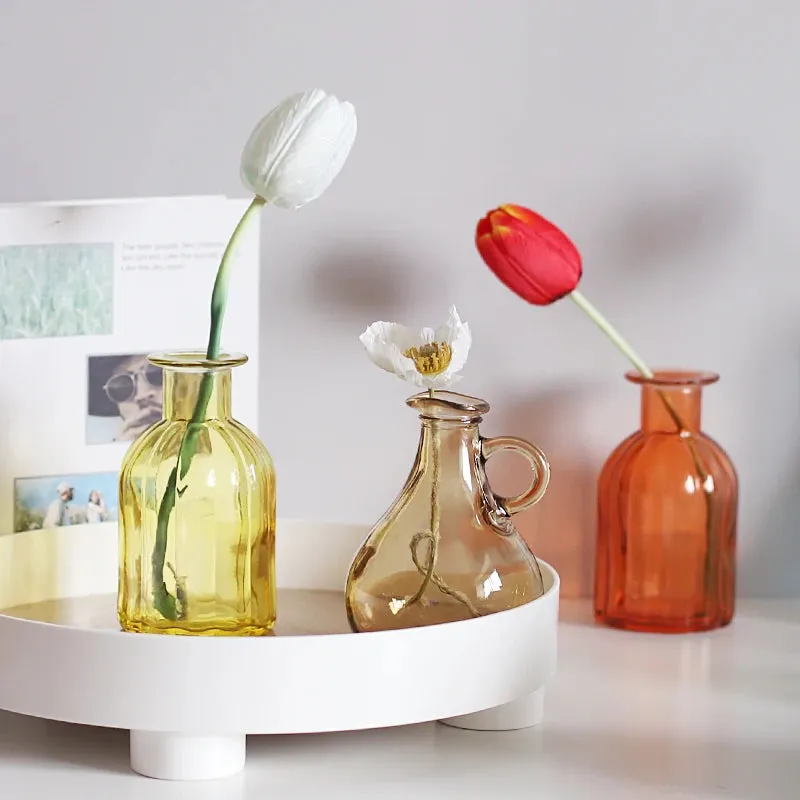 Transparent Glass Vase Desktop Flower Holder Decoration