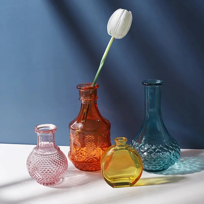 Transparent Glass Vase Desktop Flower Holder Decoration
