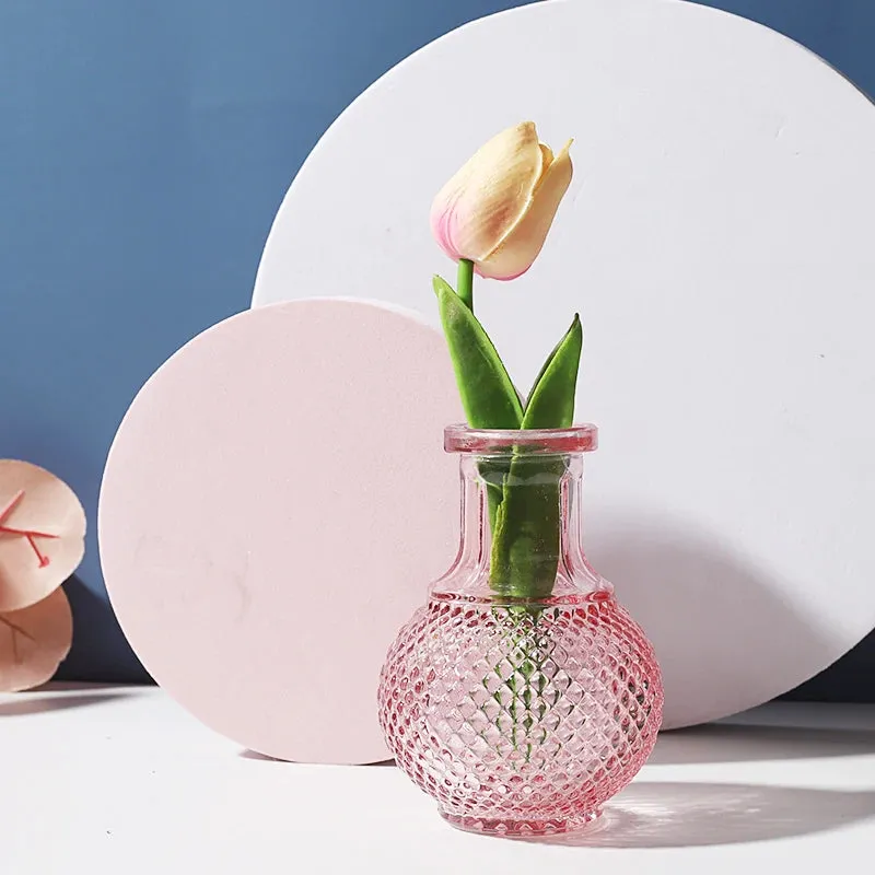 Transparent Glass Vase Desktop Flower Holder Decoration