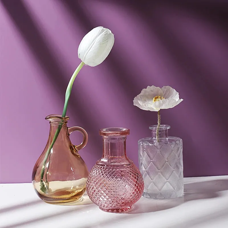 Transparent Glass Vase Desktop Flower Holder Decoration