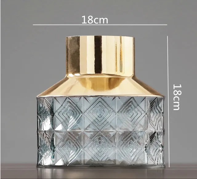 Transparent Glass Vase With Golden Pattern For Flower Arrangement And Hydroponic For Modern Home Decorations