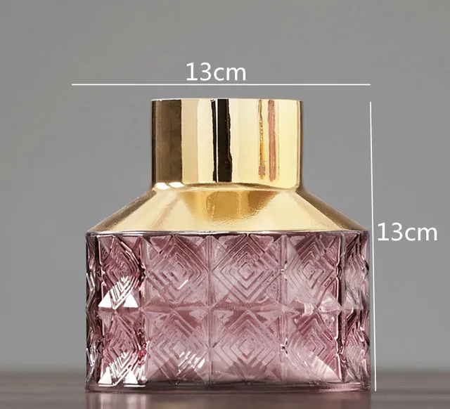 Transparent Glass Vase With Golden Pattern For Flower Arrangement And Hydroponic For Modern Home Decorations
