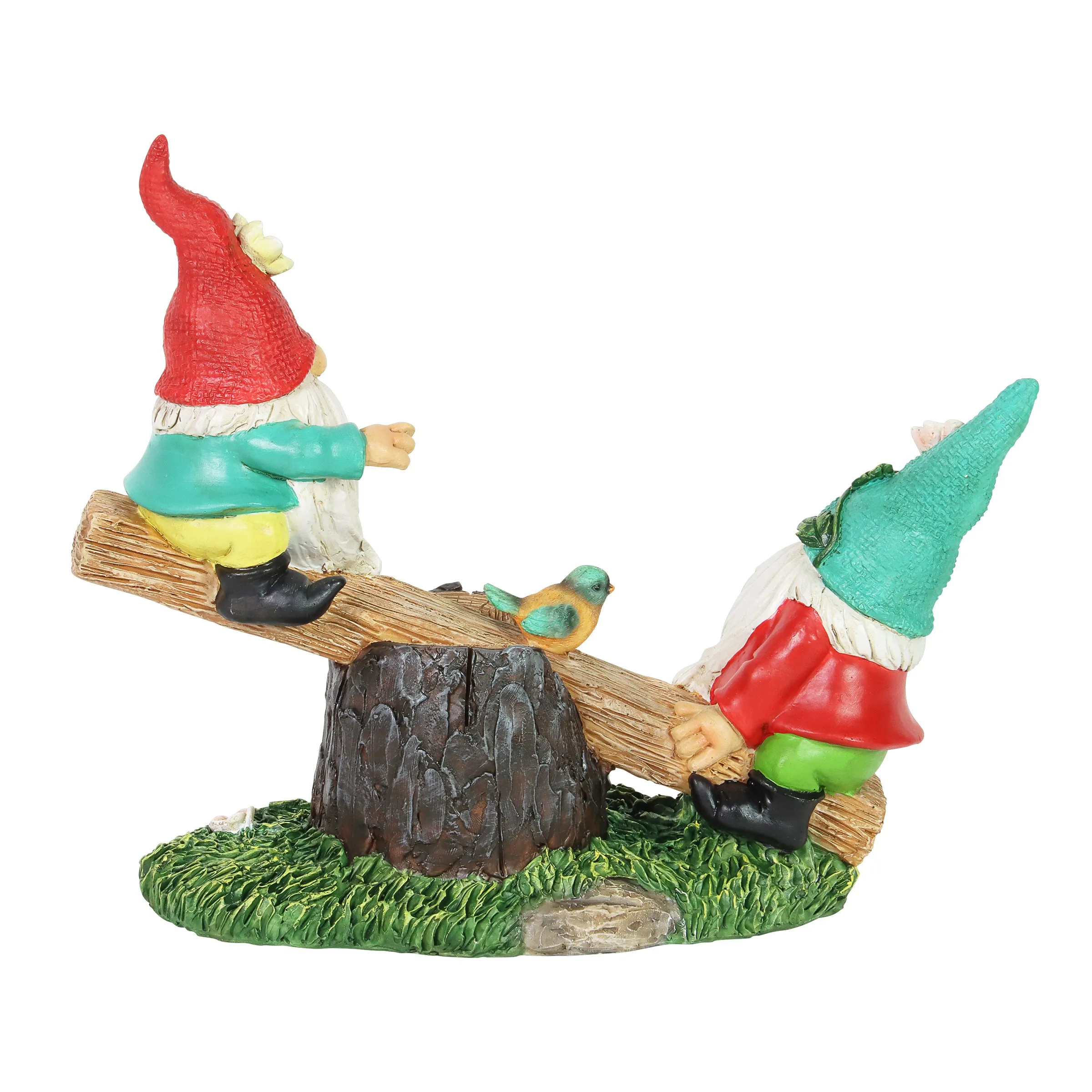 Two Can't See Hat Seesaw Gnomes Garden Statuary, 10.5 by 9 Inches